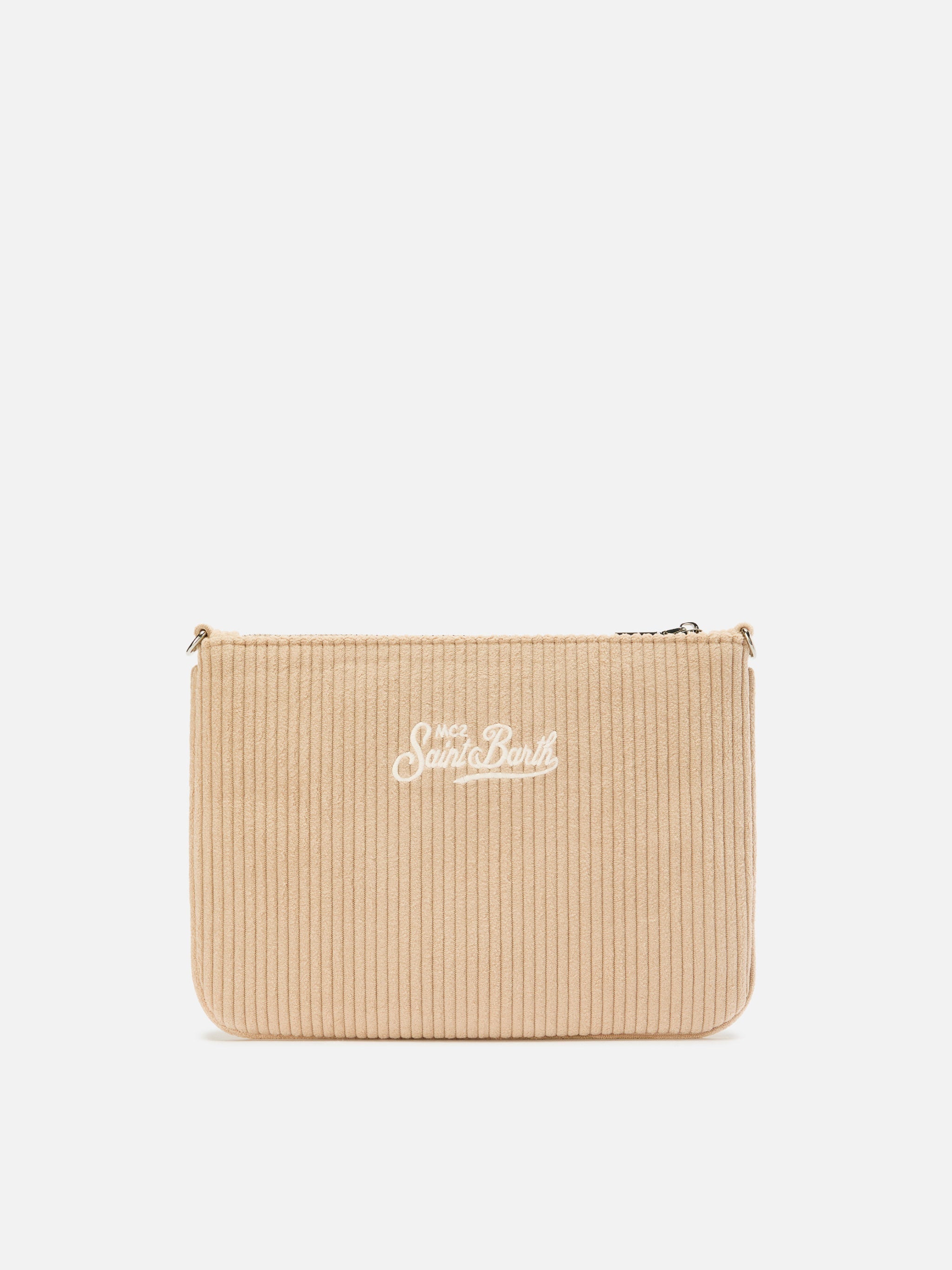 Borsa crossbody Parisienne Corduroy in velluto a coste beige