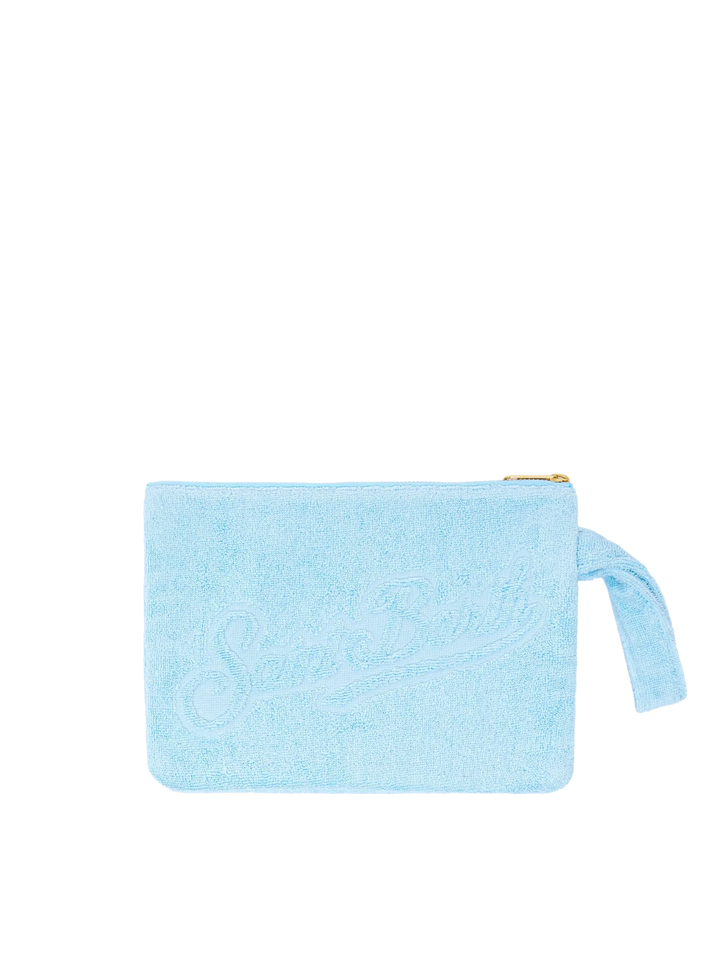 Pochette Pareasy azzurra con logo Saint Barth in jacquard