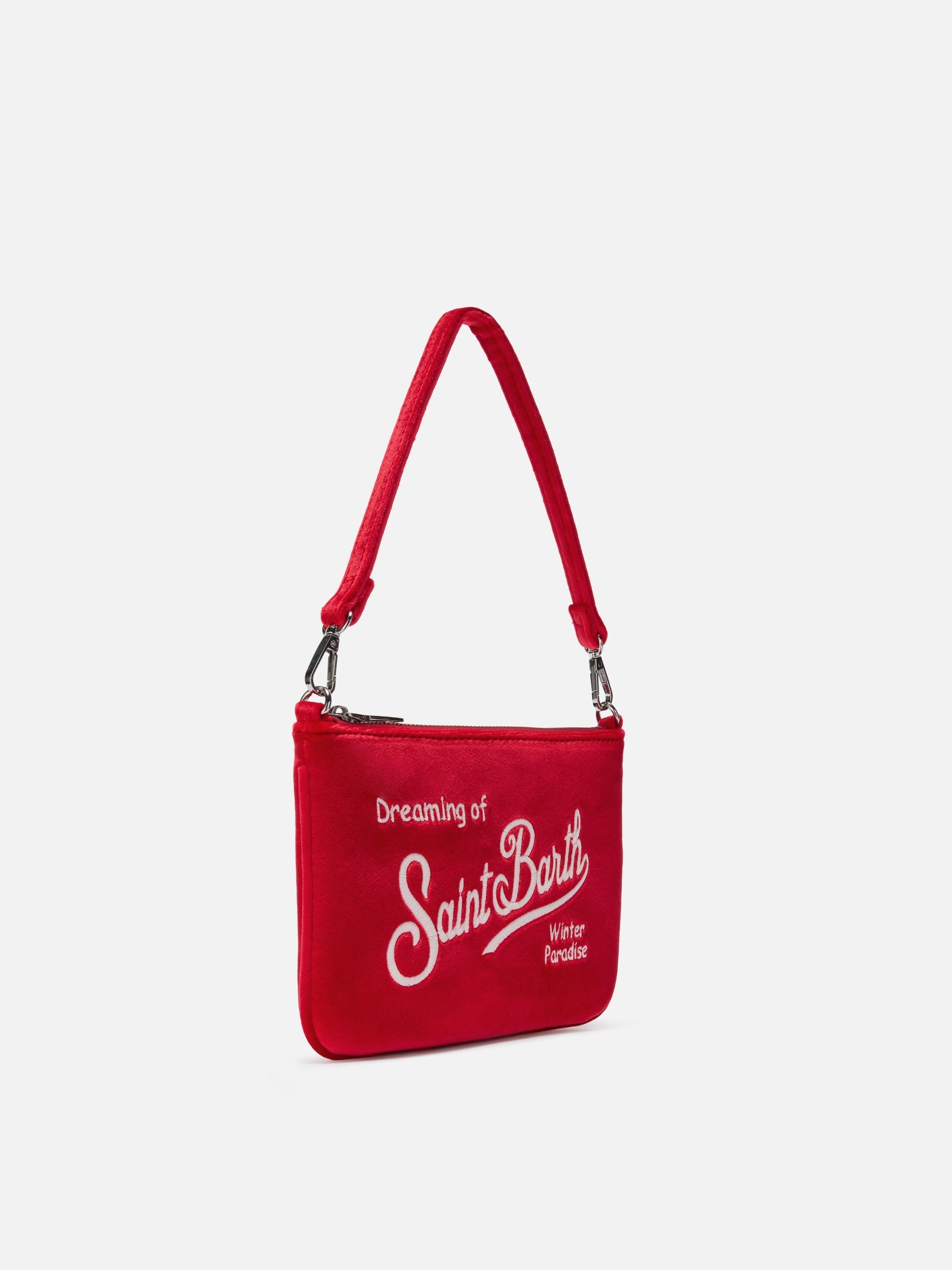 Borsetta a spalla Parisienne Mini Velvet rossa