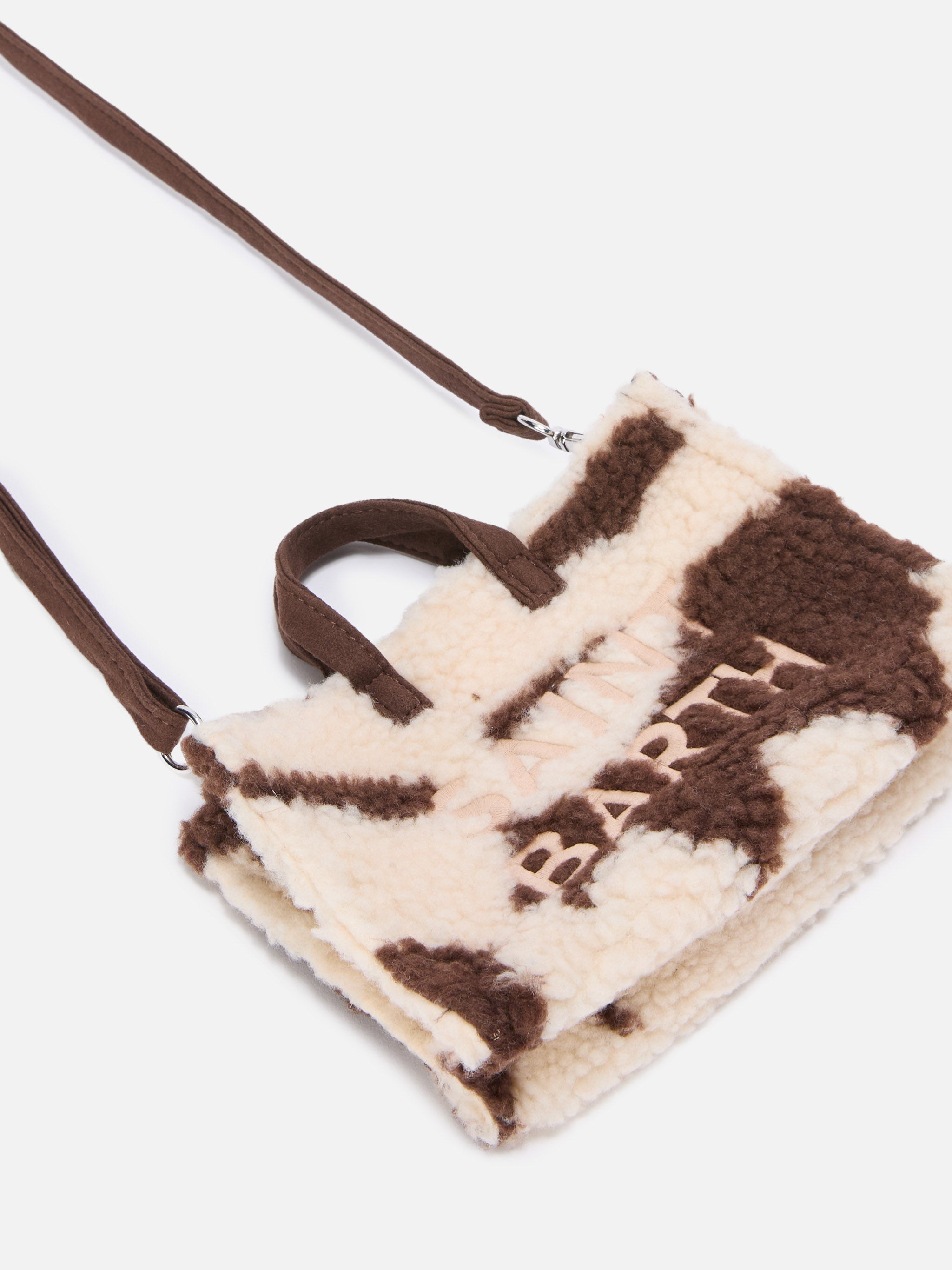 Mini borsa porta telefono Phone Bag Teddy in sherpa muccato