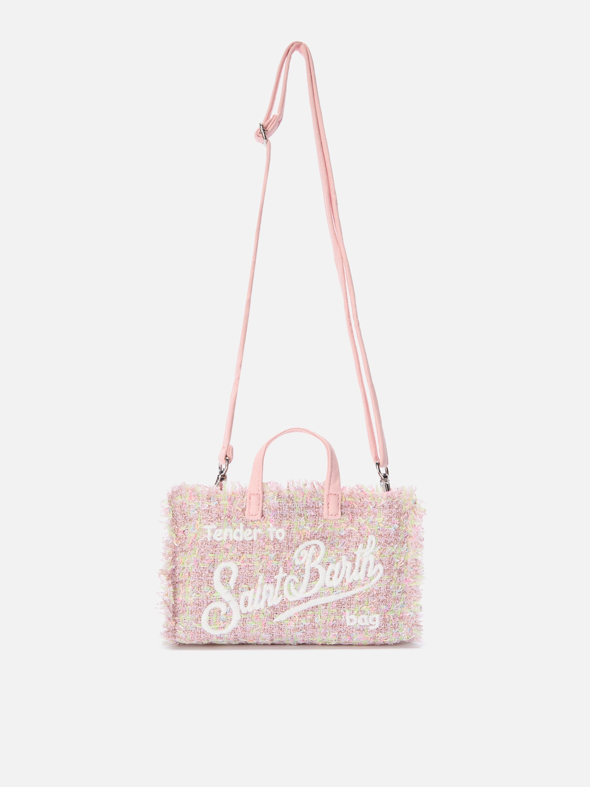 Mini borsa porta telefono Phone Bag Tweed lurex rosa