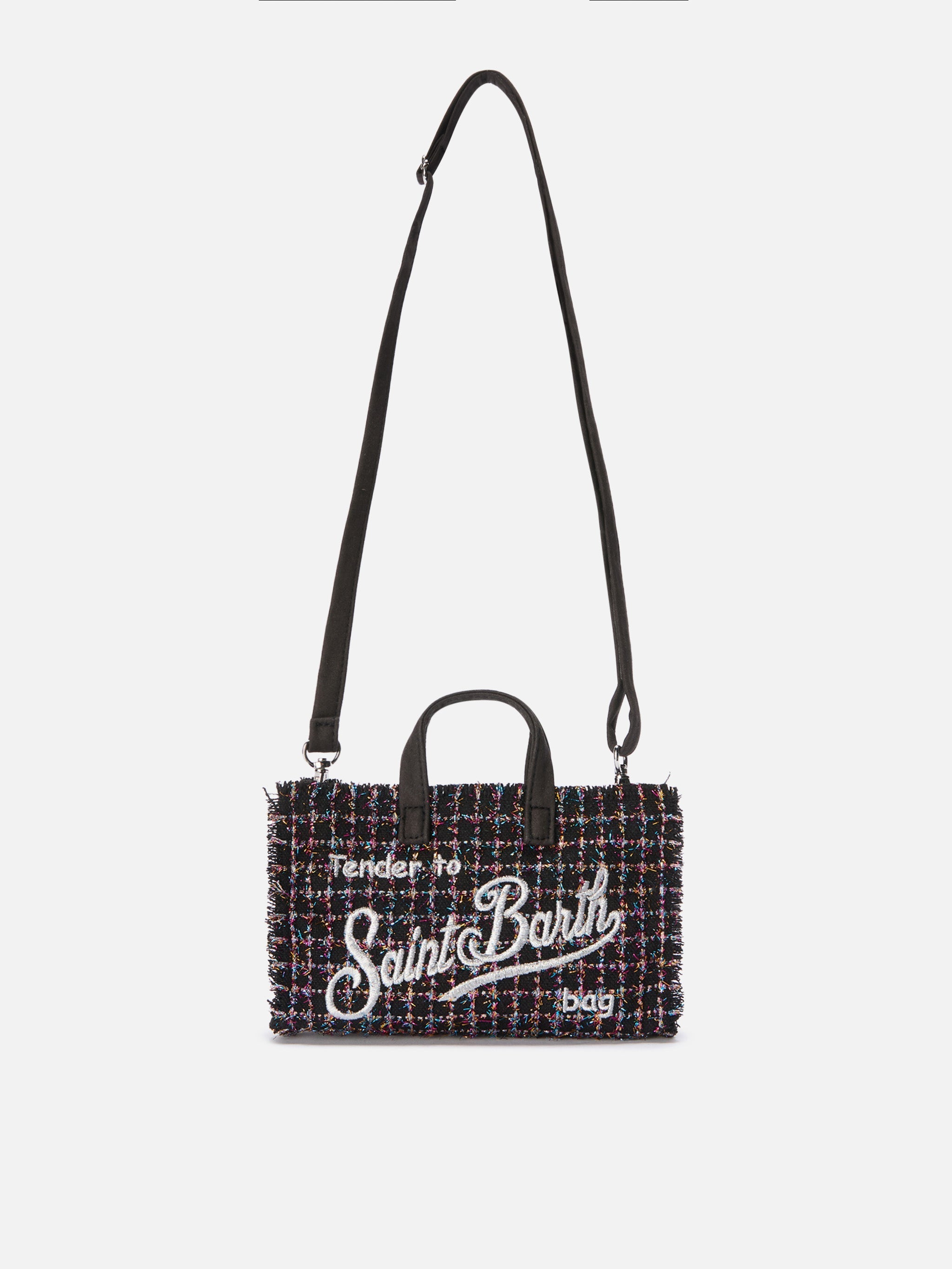 Mini borsa porta telefono Phone Bag Tweed lurex nero