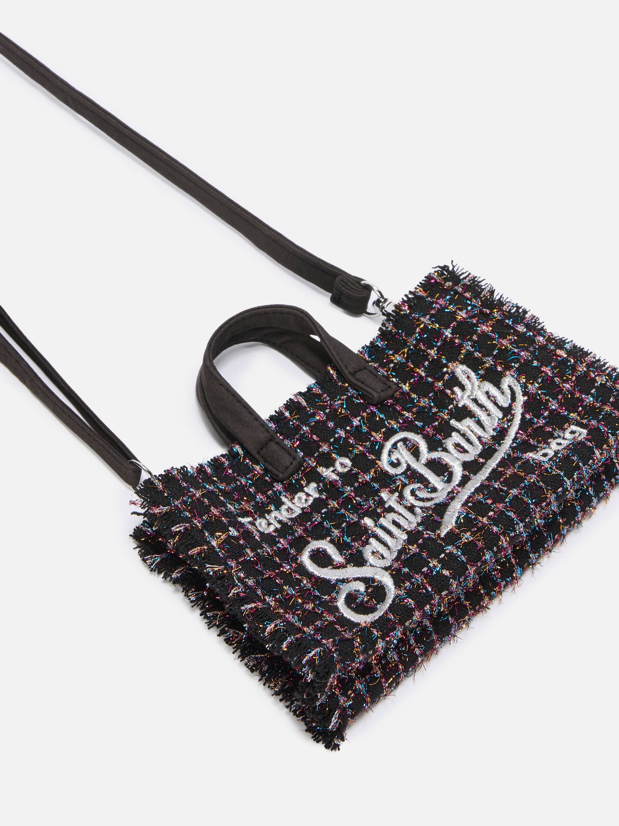 Mini borsa porta telefono Phone Bag Tweed lurex nero