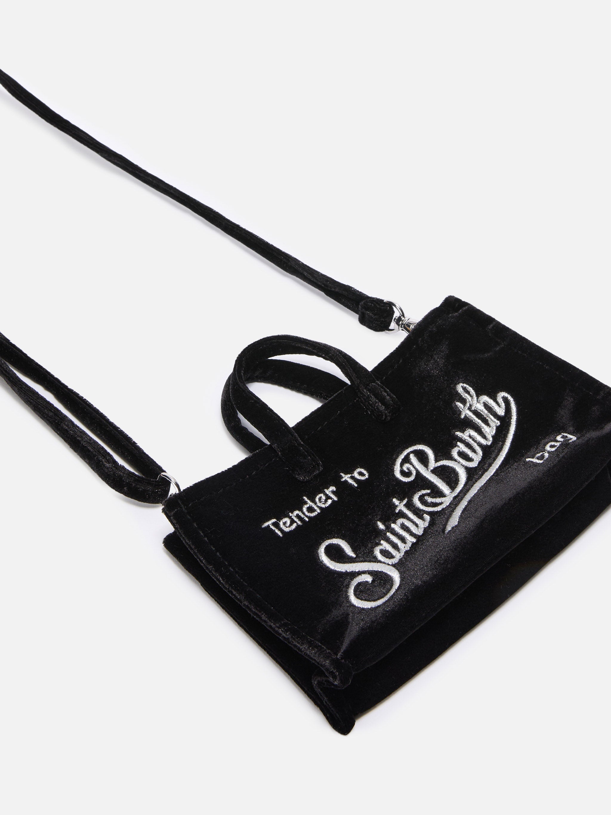 Mini borsa porta telefono Phone Bag Velvet in velluto nero