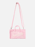 Borsa Phone micro effetto spugna con fantasia leopardata in rilievo