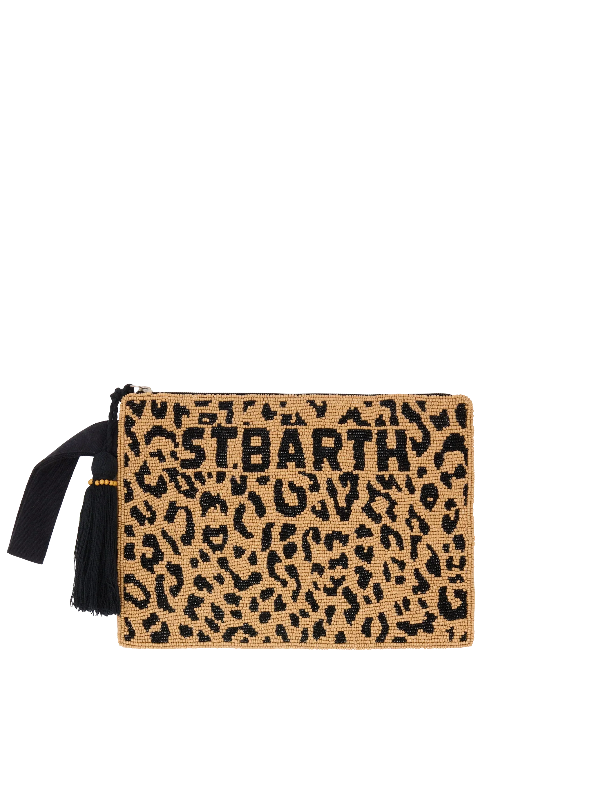 Pouch Pearl con fantasia leopardata in perline