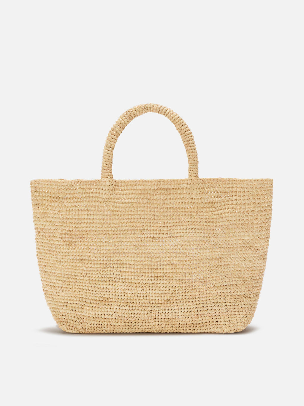 Borsa Beach medium in raffia con logo ricamato