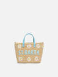 Rafia City Mini Bag beige con ricamo margherite