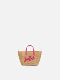 Rafia City Micro Bag beige con ricamo Saint Barth