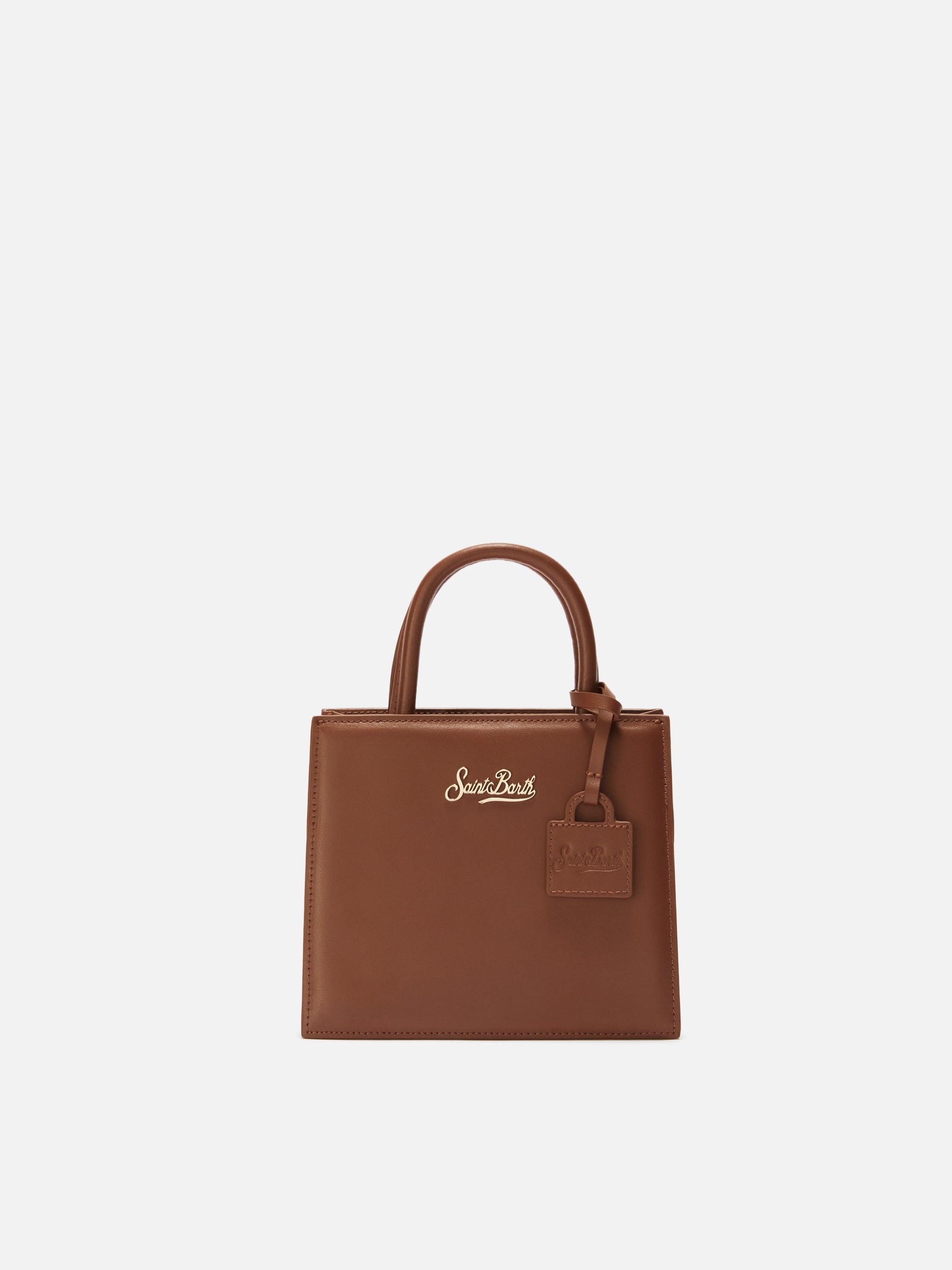Borsa a mano Shop Bag Mini in pelle marrone