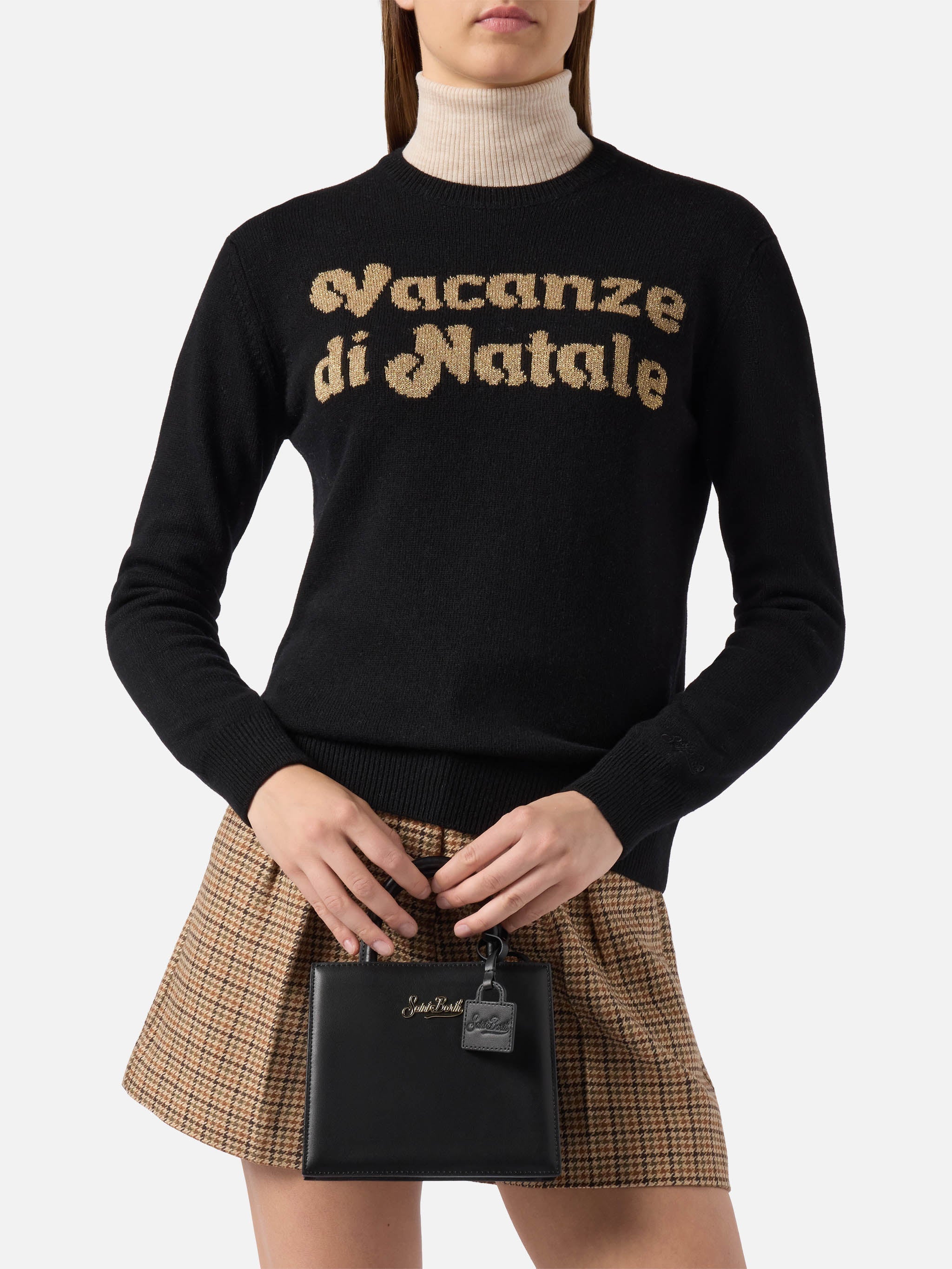 Borsa a mano Shop Bag Mini in pelle nera