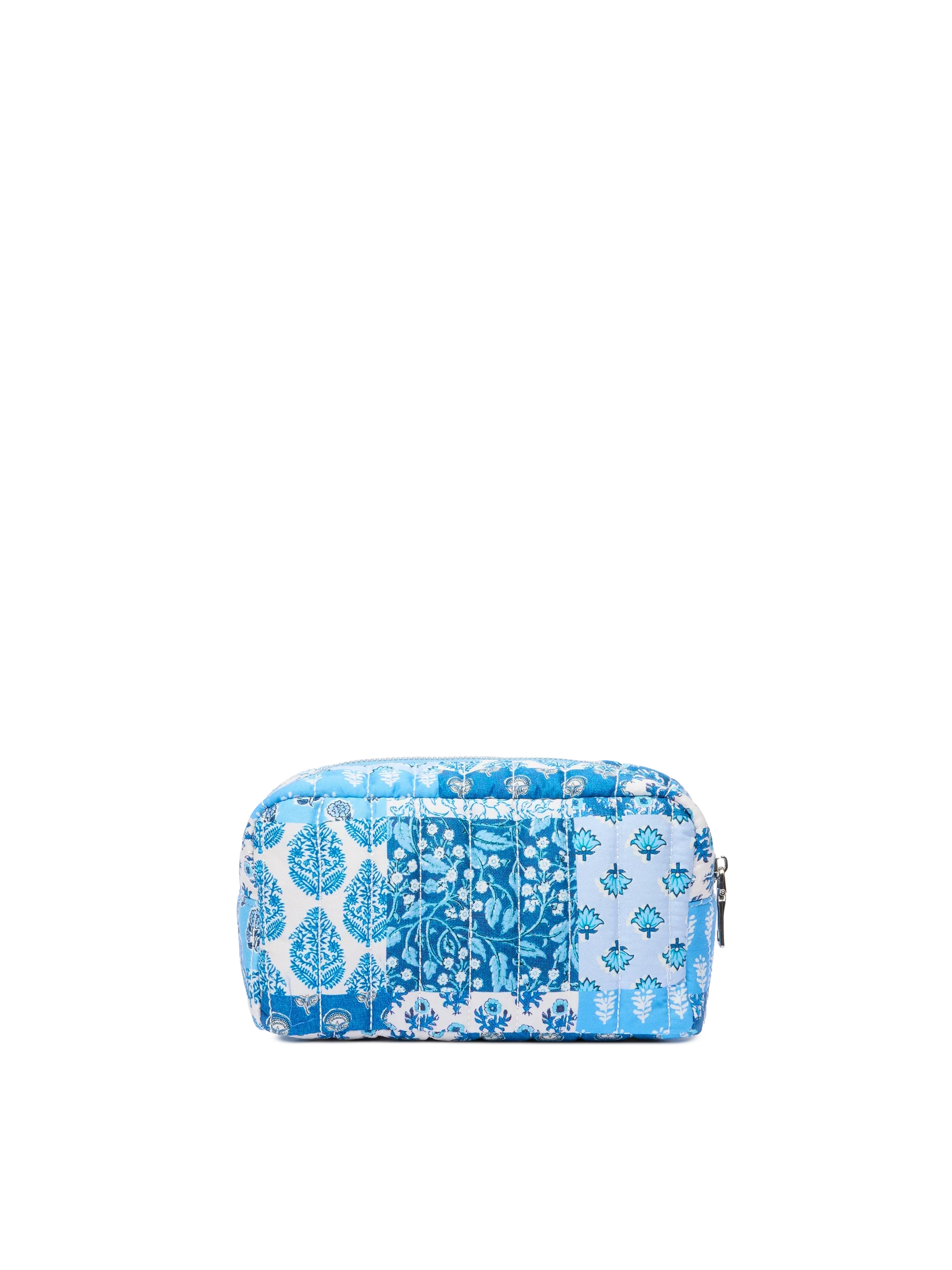 Soft Pouch trapuntata con fiori blu