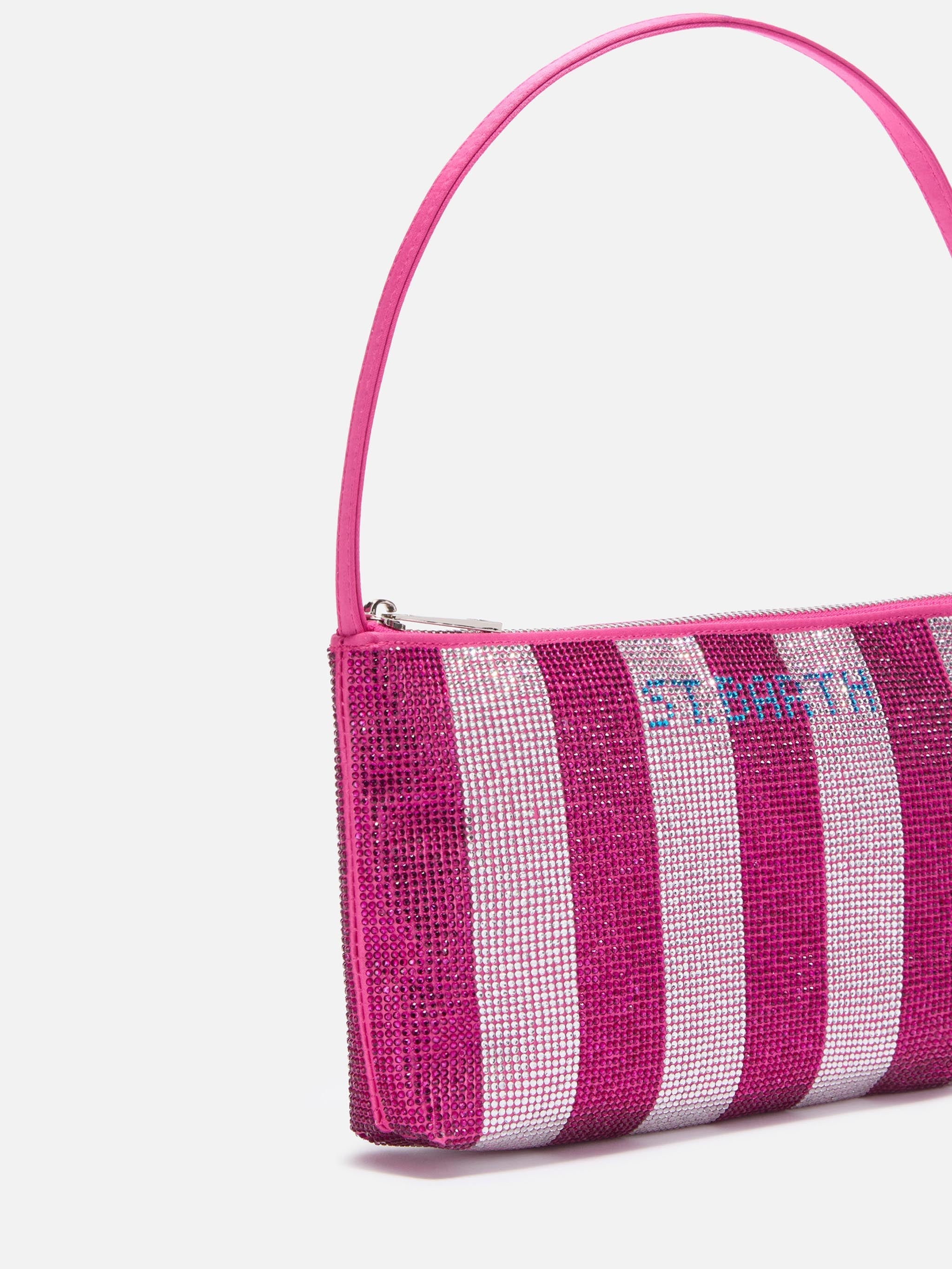 Mini Bag Strassy con strass rosa e argento