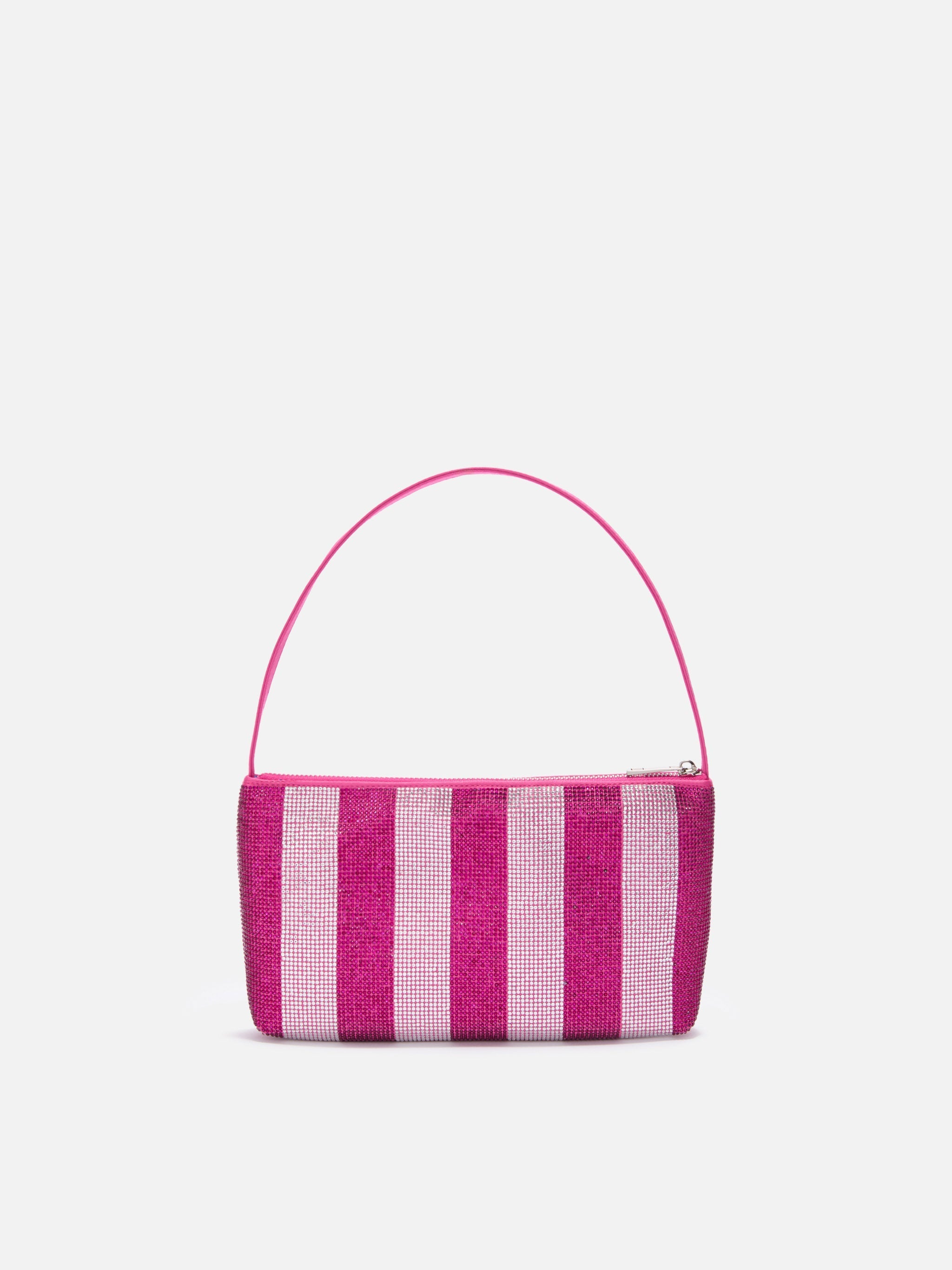 Mini Bag Strassy con strass rosa e argento