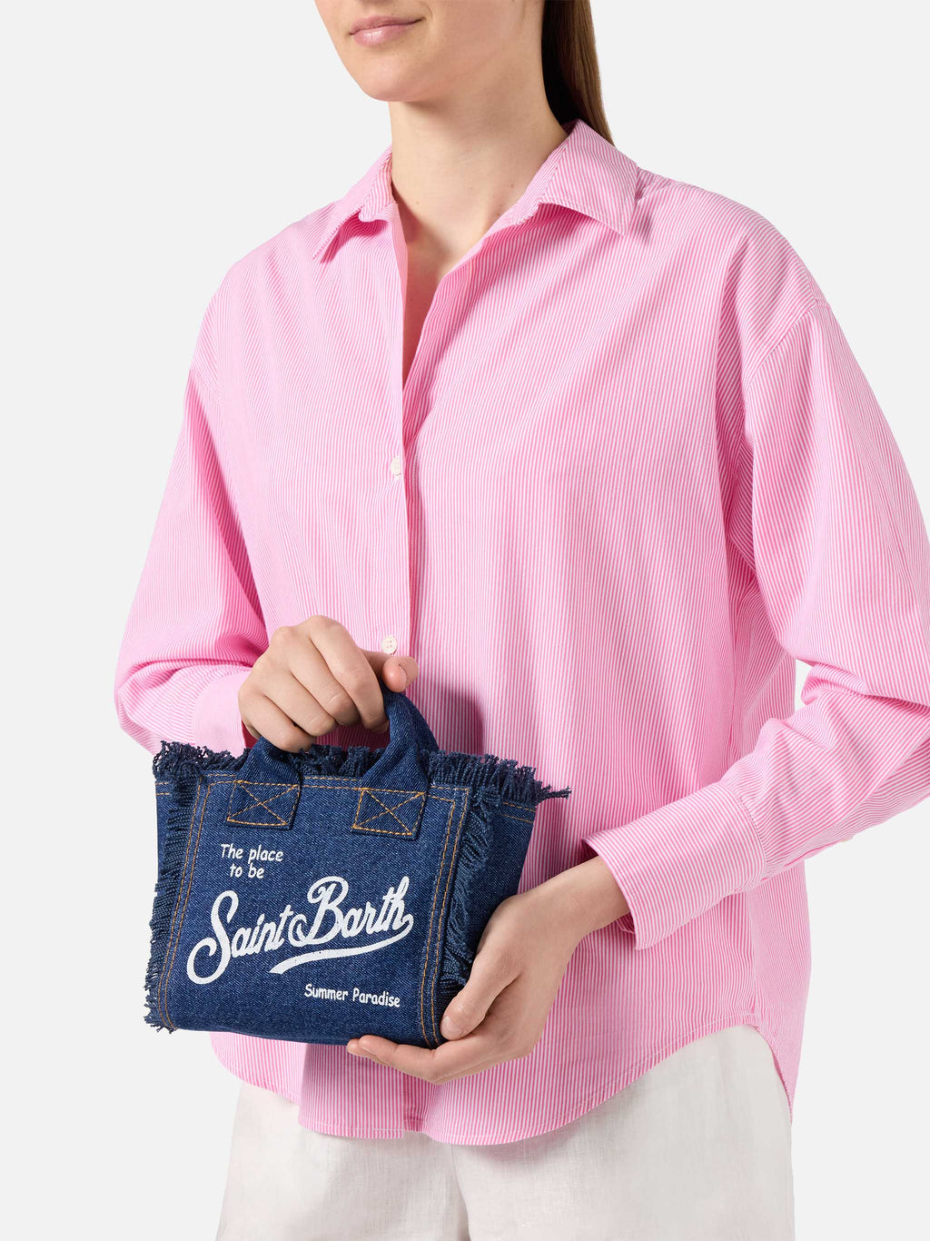 Borsa Vanity mini in denim lavaggio scuro