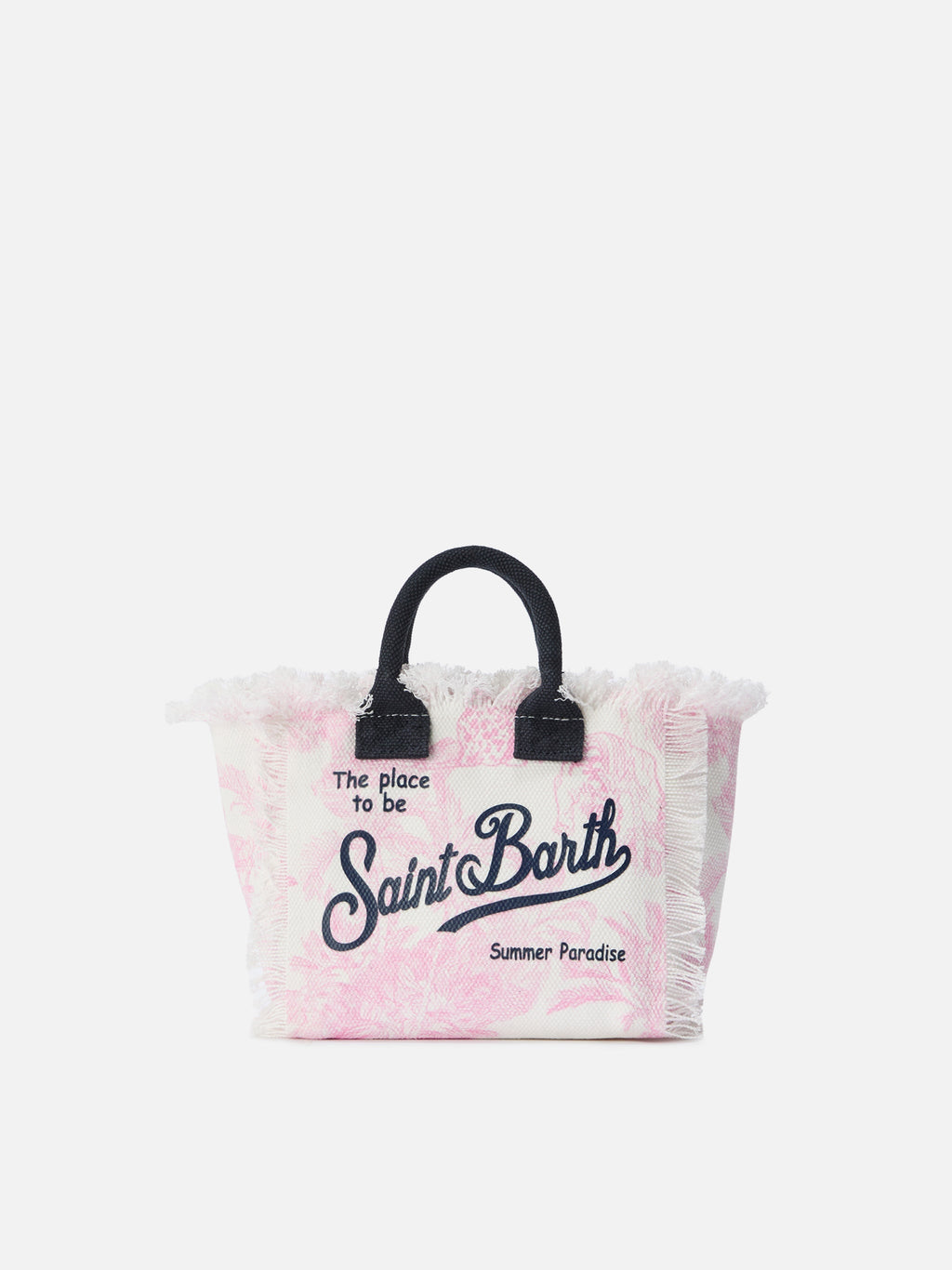 Borsa Vanity mini in canvas con stampa toile de Jouy rosa