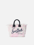 Borsa Vanity mini in canvas con stampa toile de Jouy rosa