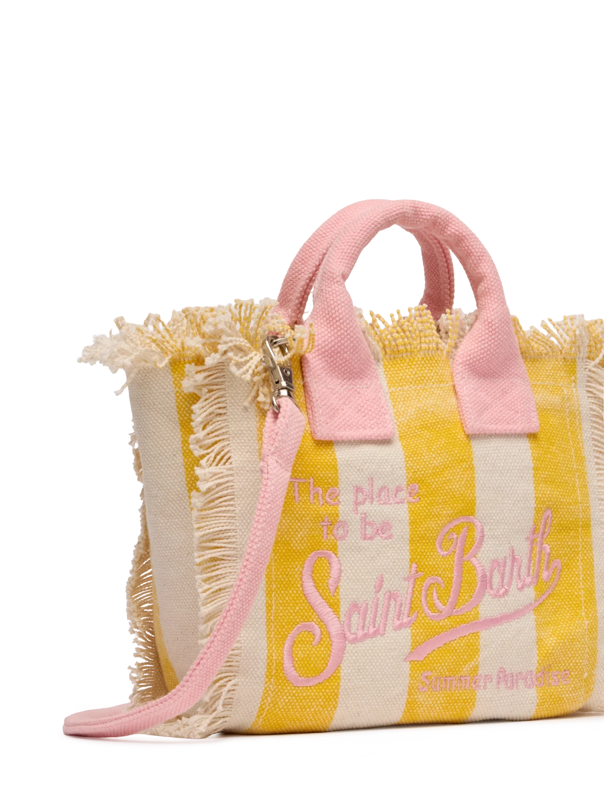 Borsa Mini Vanity in canvas di cotone con stampa a righe
