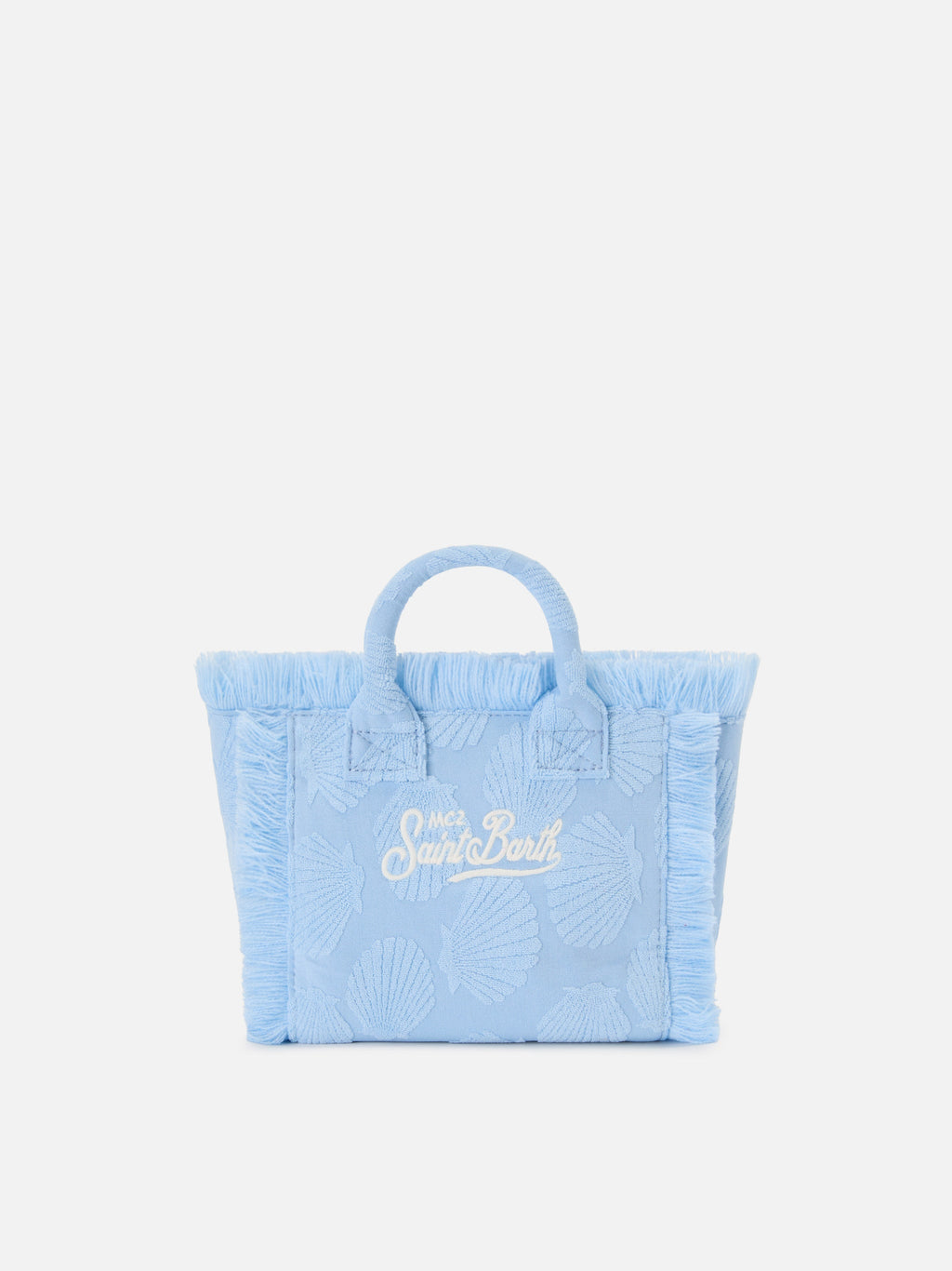 Borsa Vanity mini in tessuto effetto spugna con conchiglie in rilievo