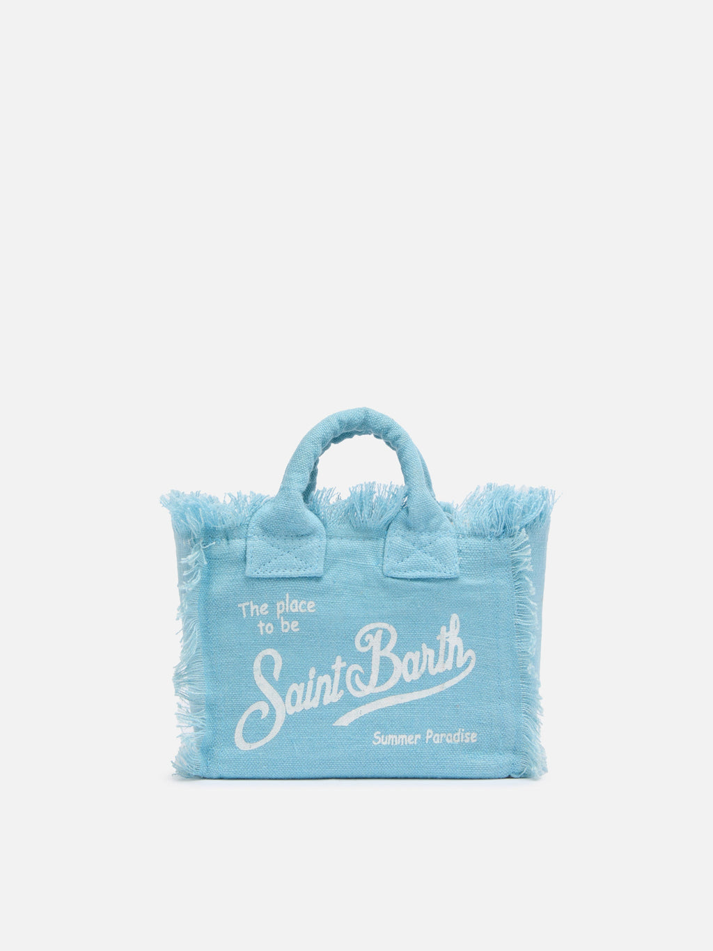 Borsa Mini Vanity in 100% LINO azzurro