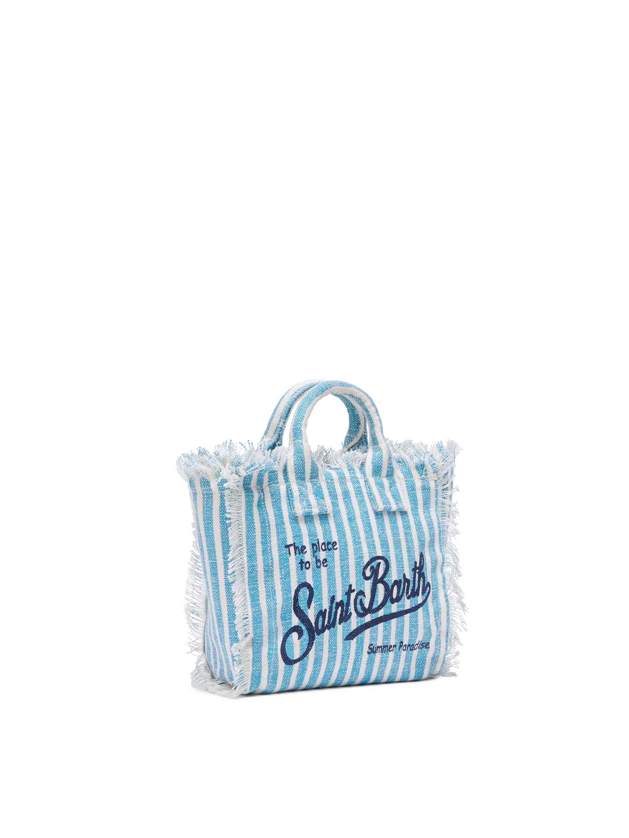 Borsa Mini Vanity in 100% LINO con stampa a righe