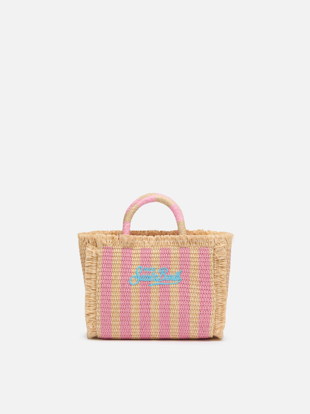 Borsa Mini Vanity effetto paglia con stampa a righe