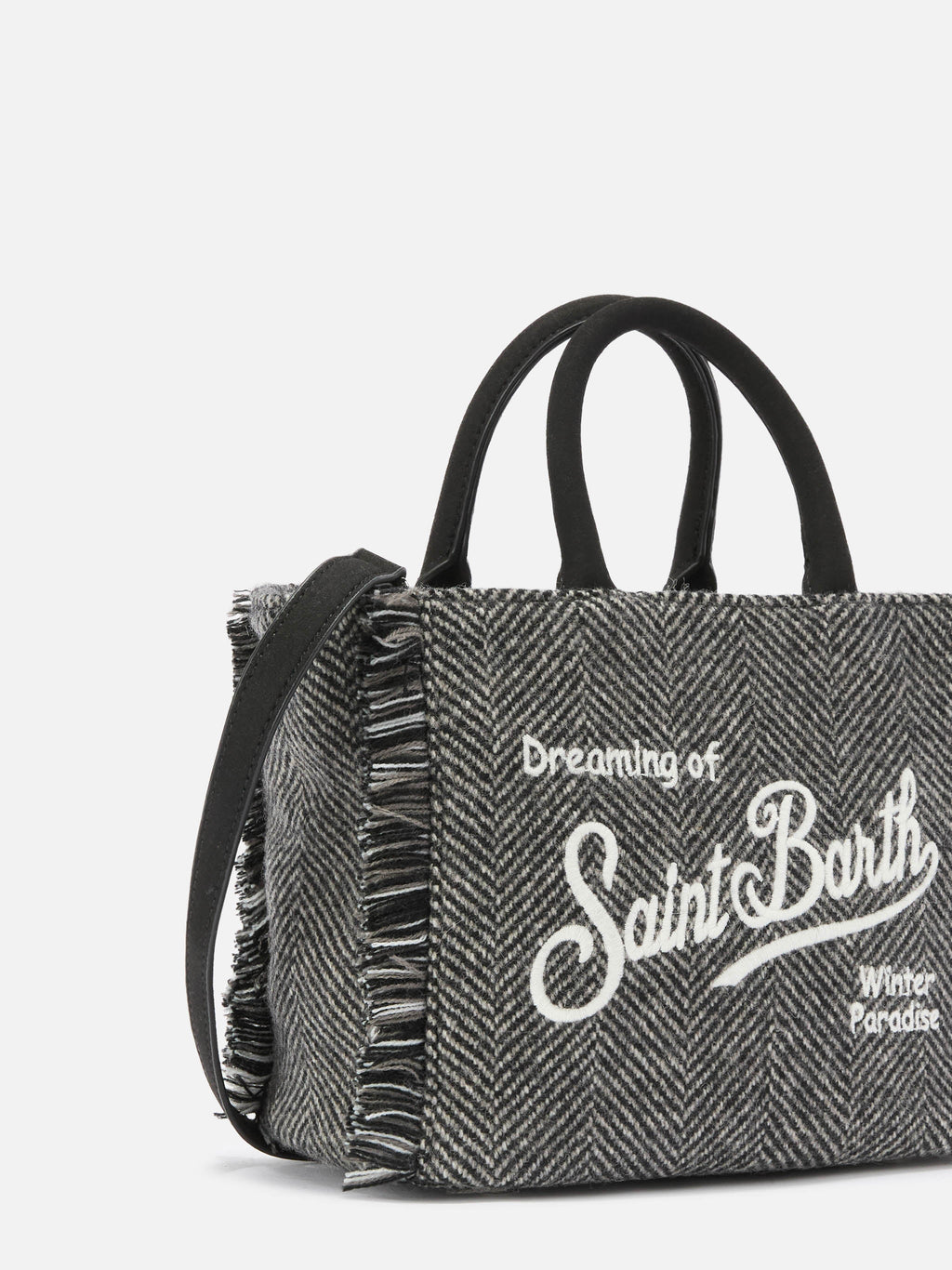 Borsa Vanity Mini Wool spigata nero e grigio