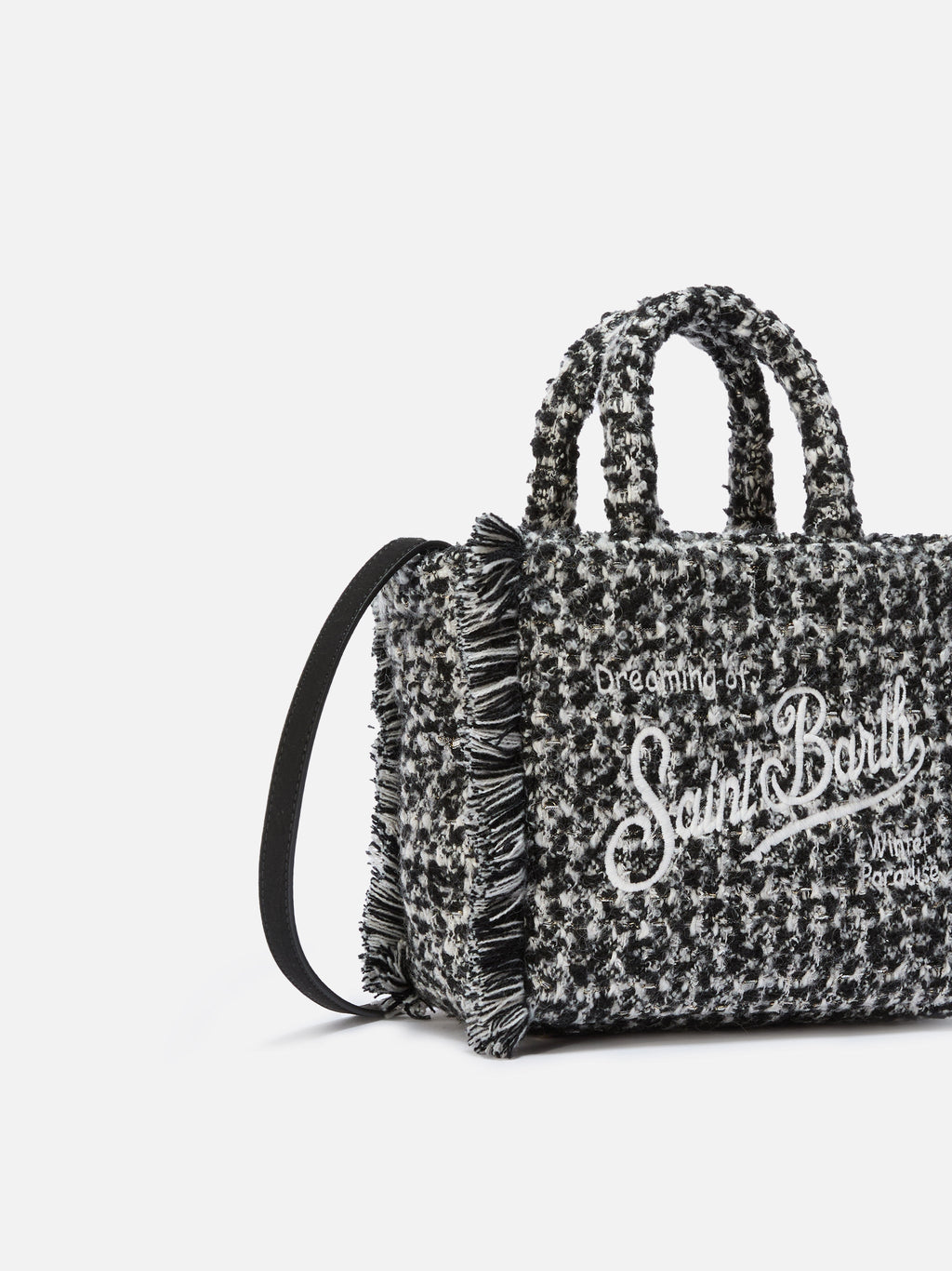 Borsa Vanity Mini Tweed bianco e nero
