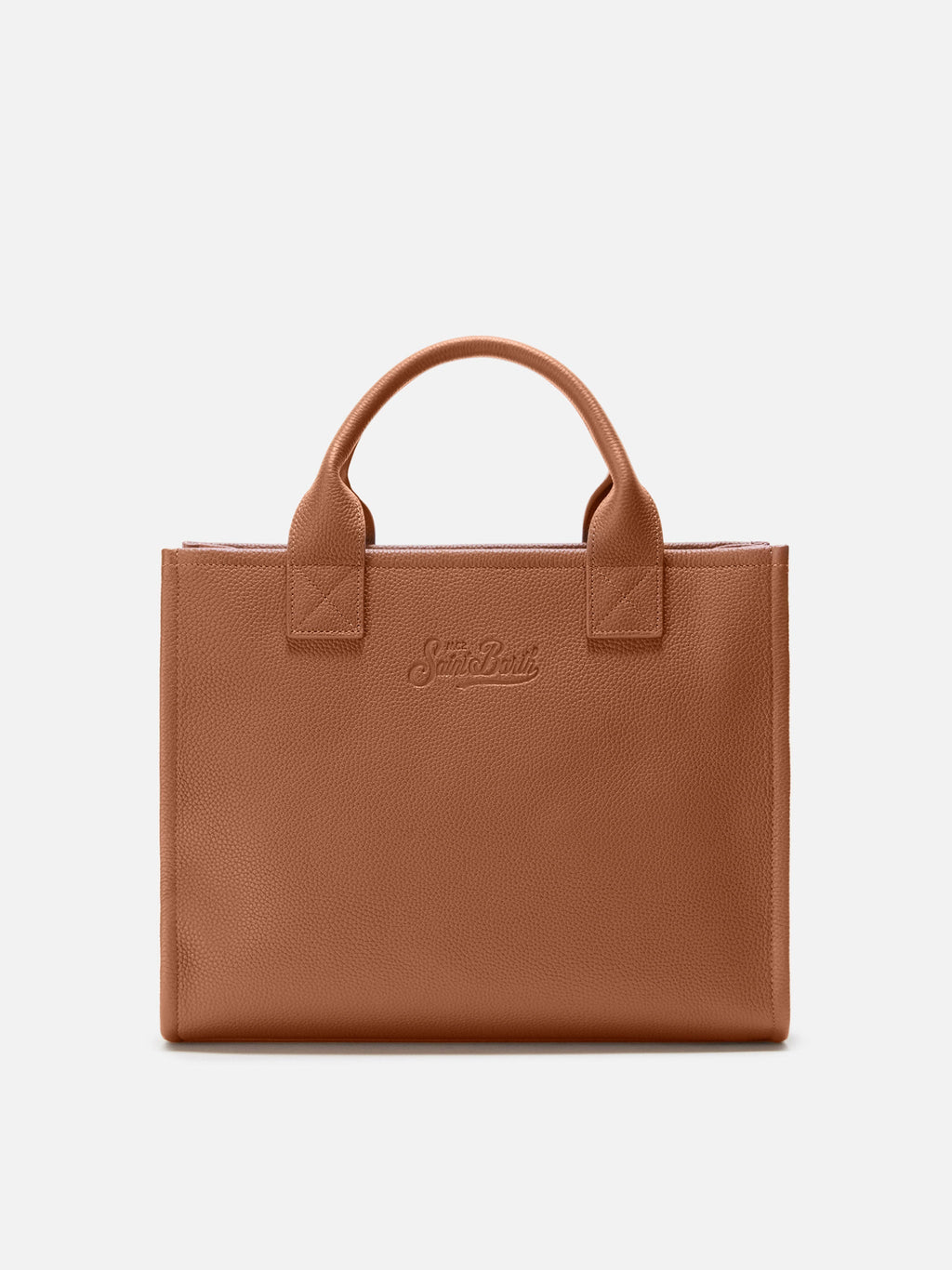 Borsa a spalla Vanity Bag Large in pelle martellata cammello