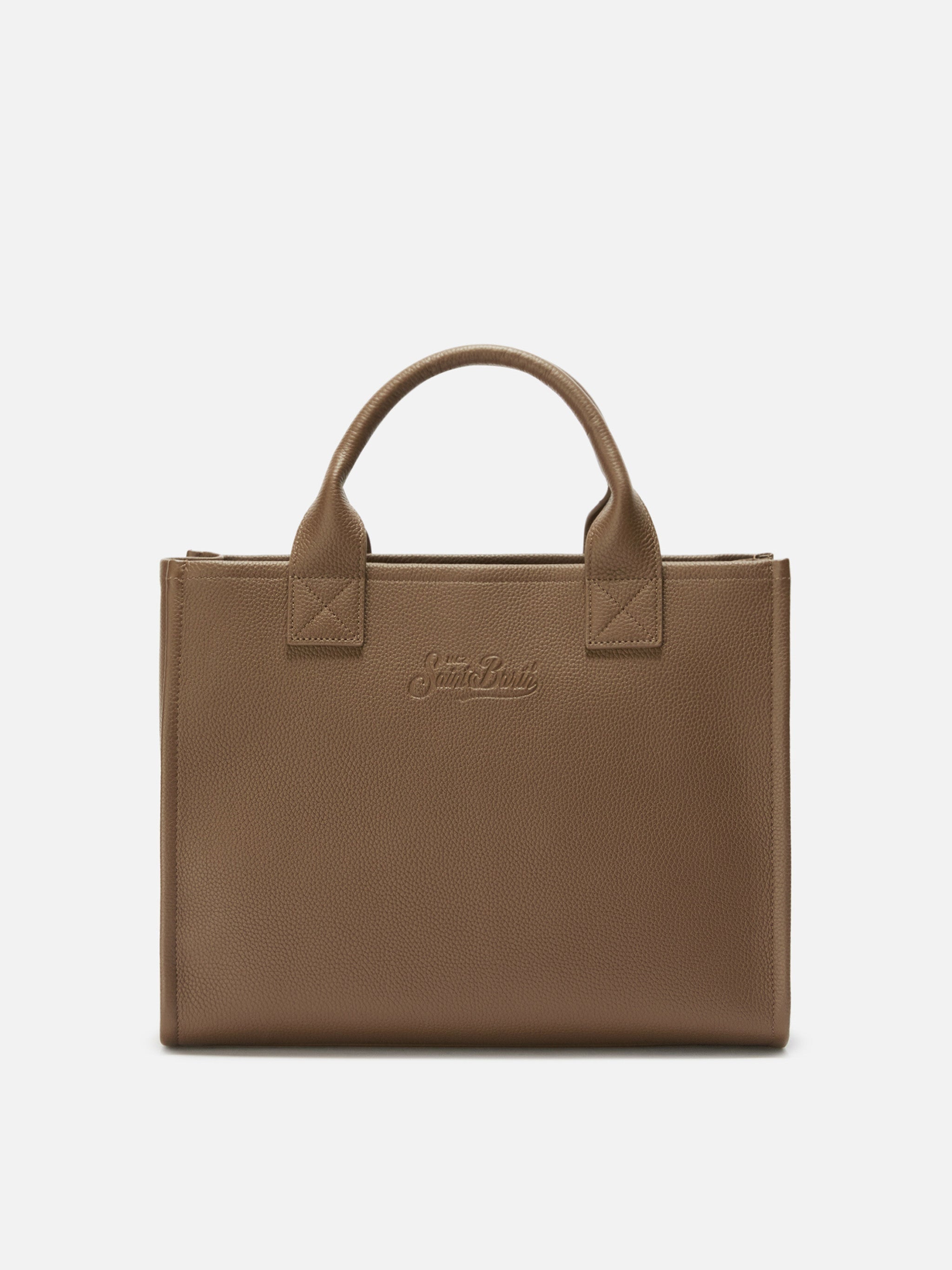 Borsa a spalla Vanity Bag Large in pelle martellata marrone