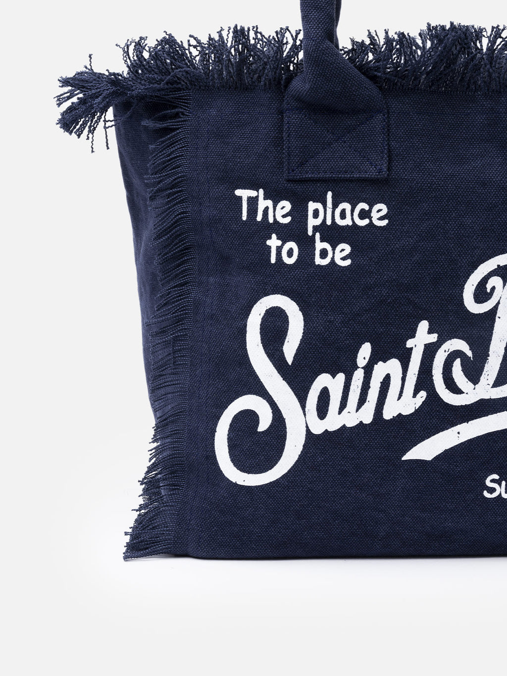 Borsa a spalla Vanity in canvas di cotone blue navy