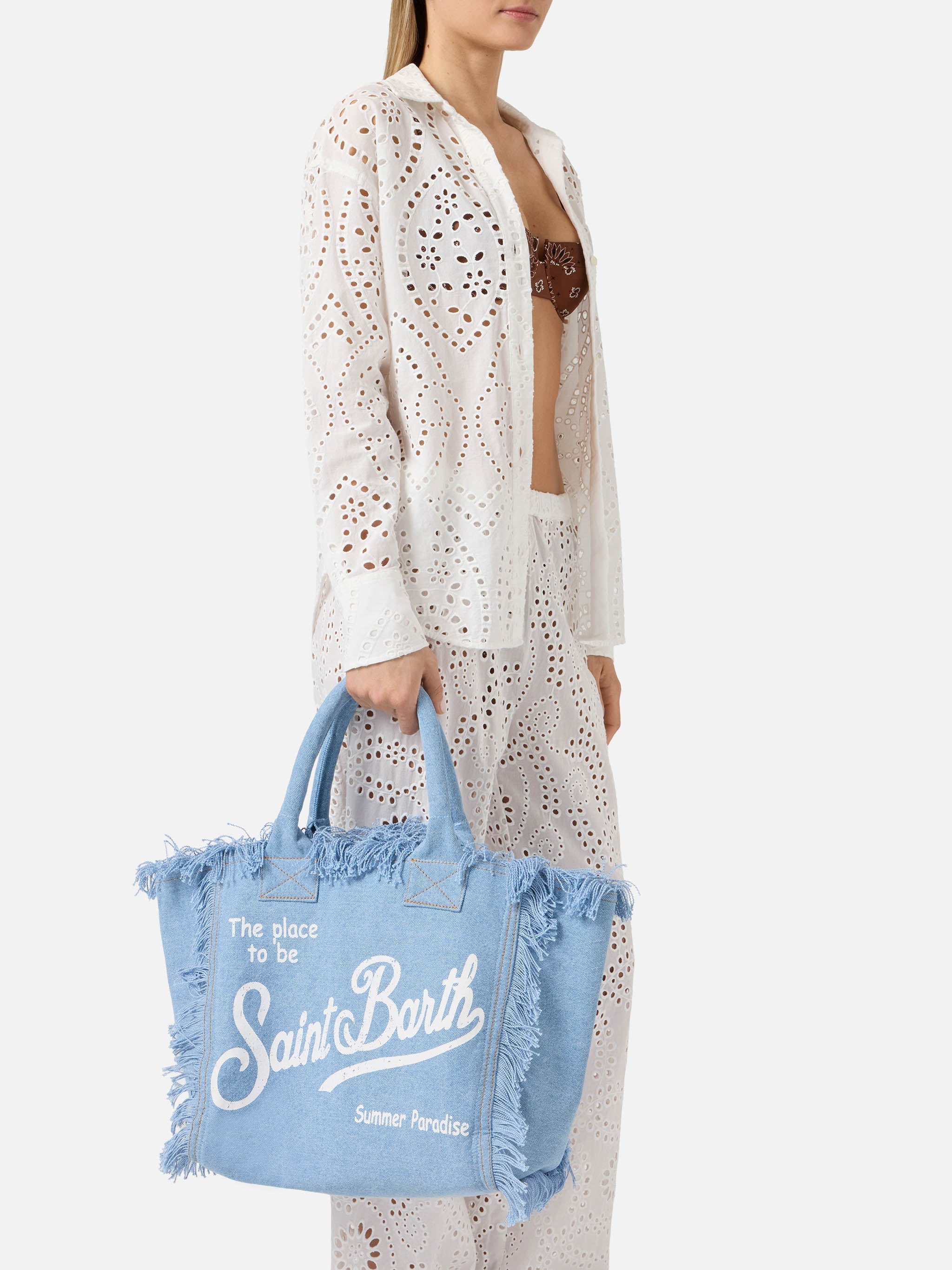 Borsa Vanity regular in denim lavaggio chiaro