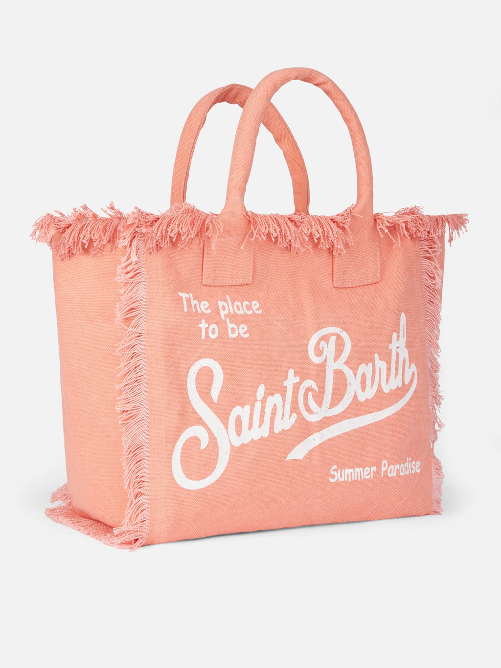 Borsa tote Vanity in tela di cotone color pesca