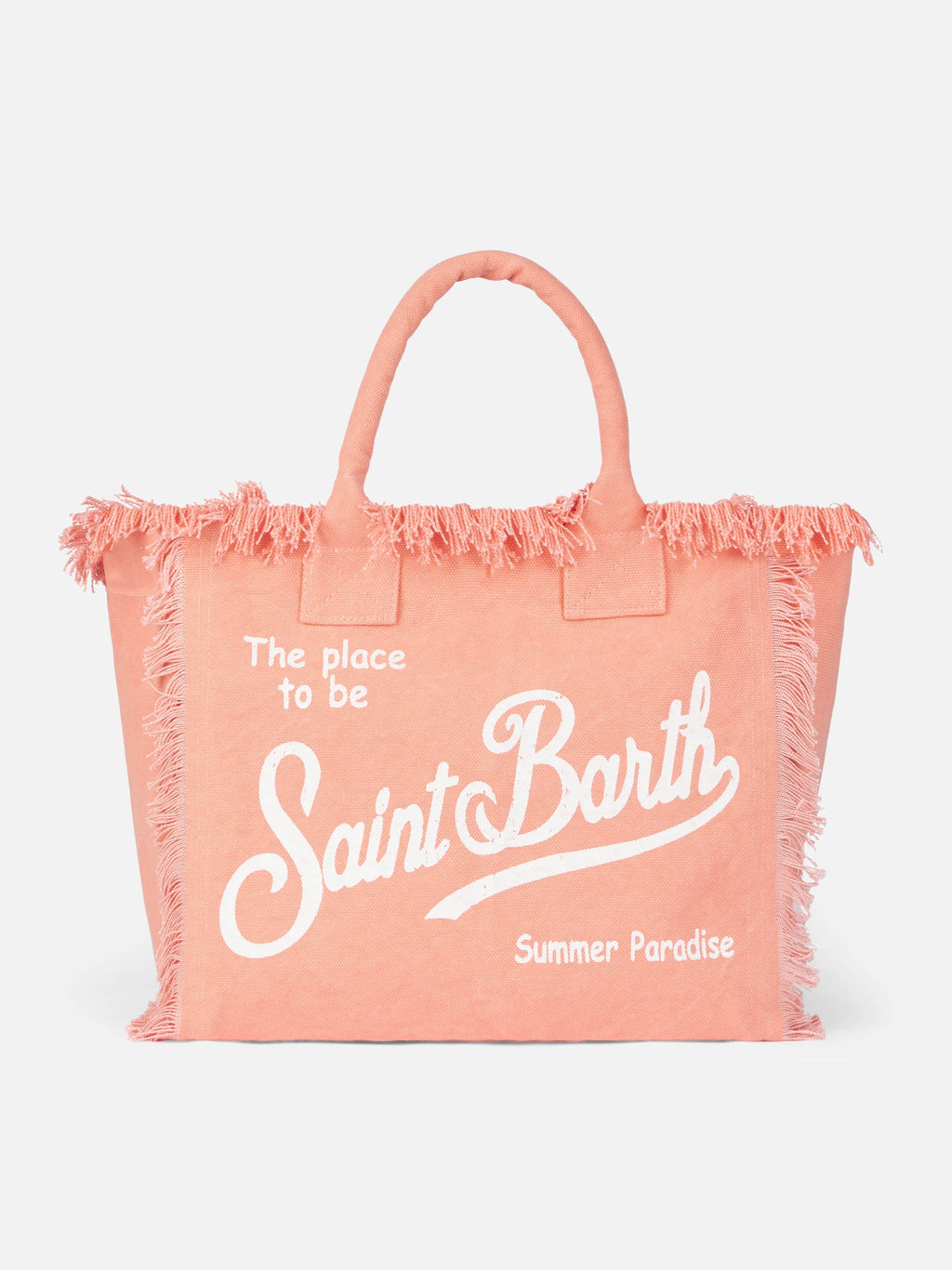 Borsa tote Vanity in tela di cotone color pesca