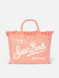 Borsa tote Vanity in tela di cotone color pesca