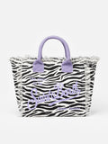Borsa a spalla Vanity in canvas di cotone con stampa zebrata
