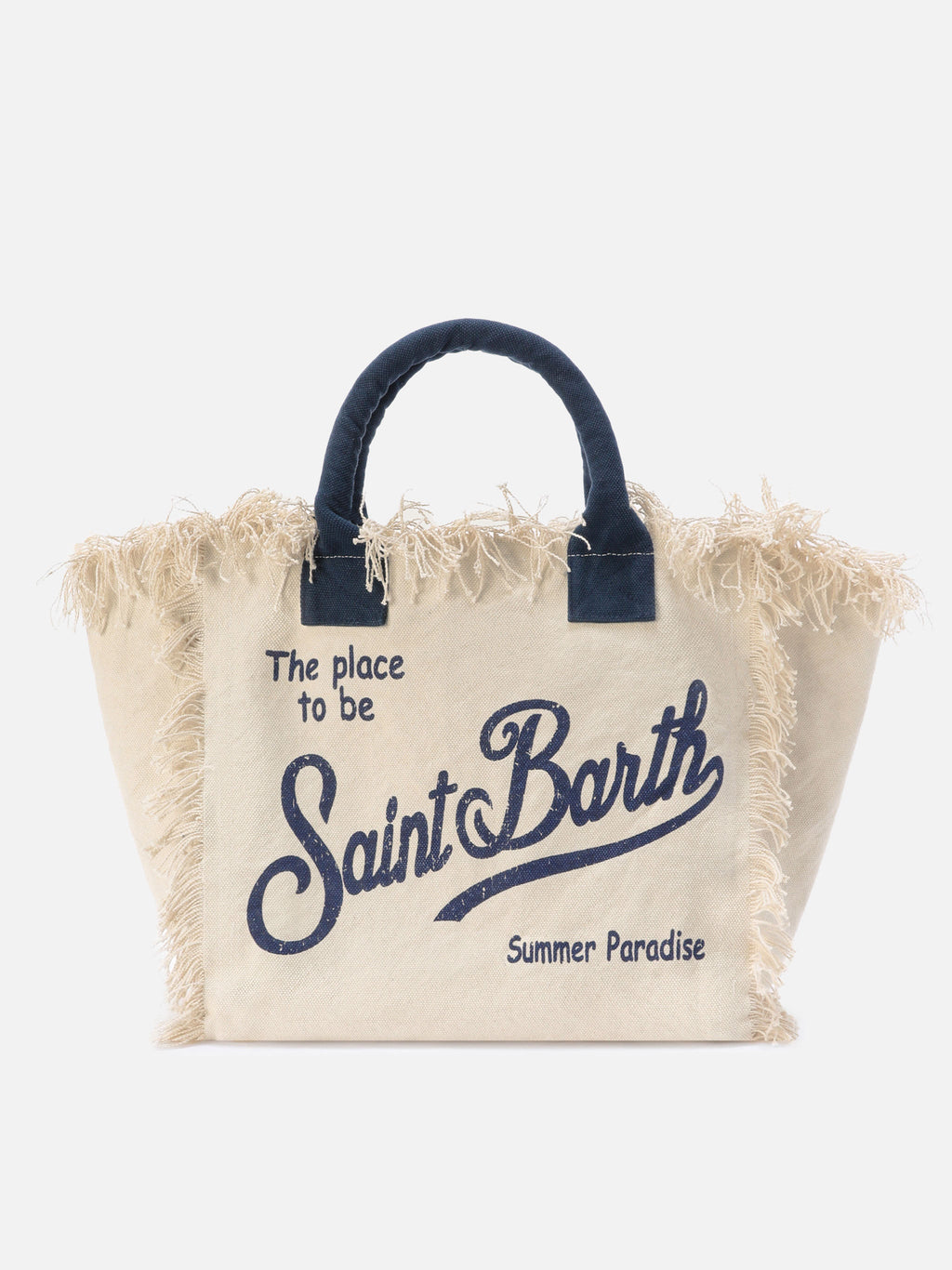 Borsa Vanity regular bianca in canvas con frange