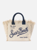 Borsa Vanity regular bianca in canvas con frange
