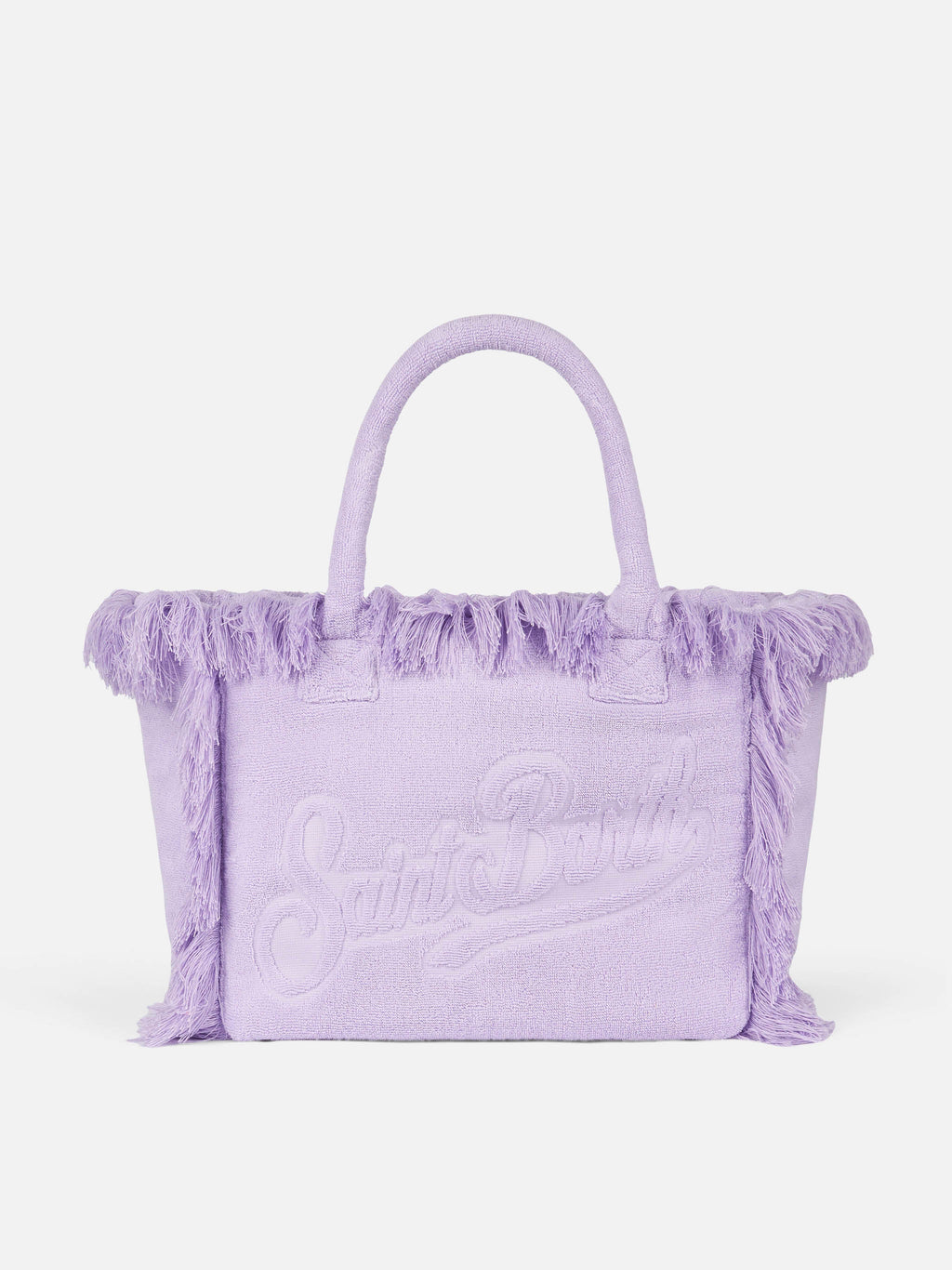 Borsa a spalla Vanity Terry lilla con logo in bassorilievo