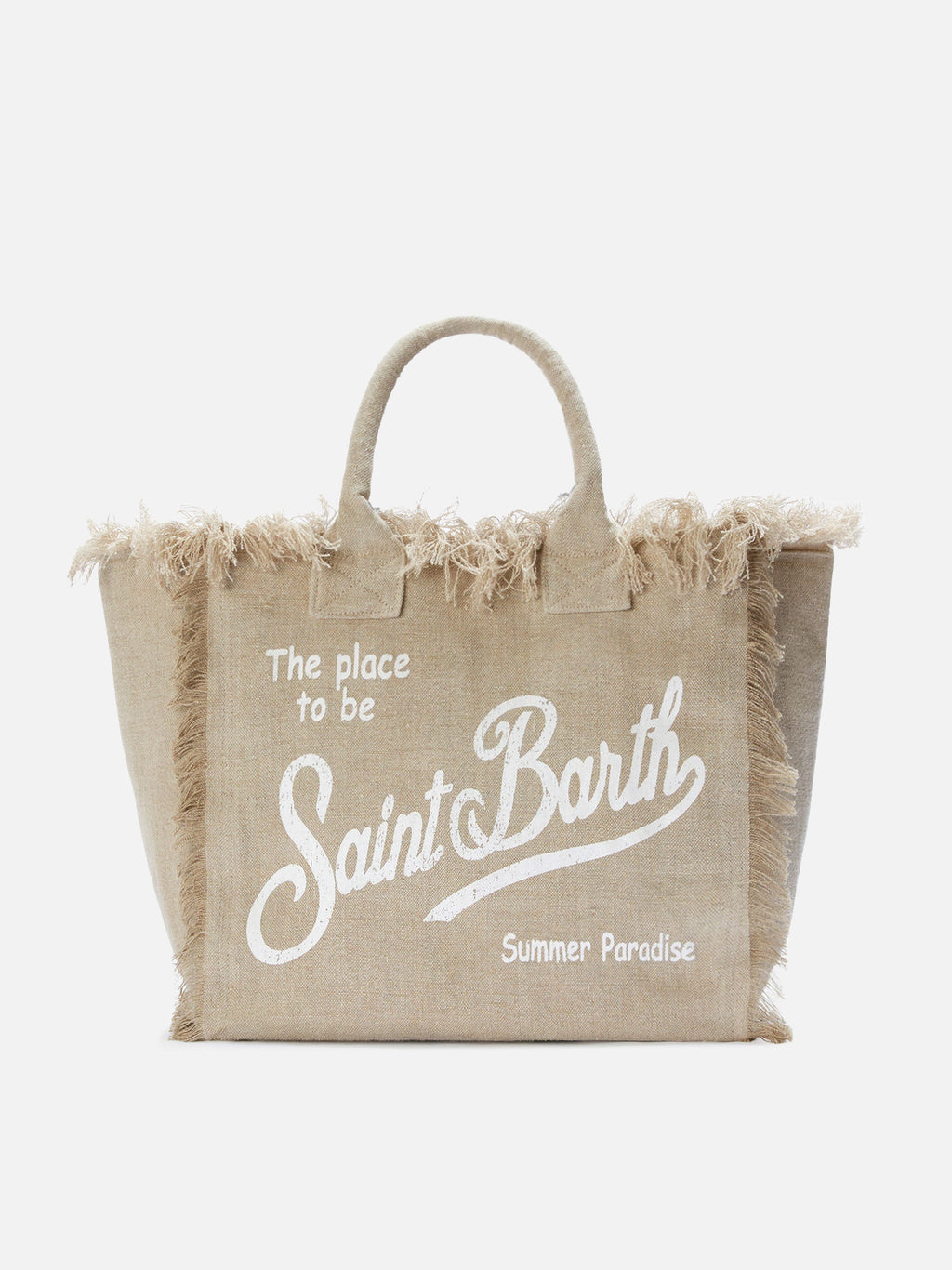 Borsa Vanity regular in lino beige tinta unita