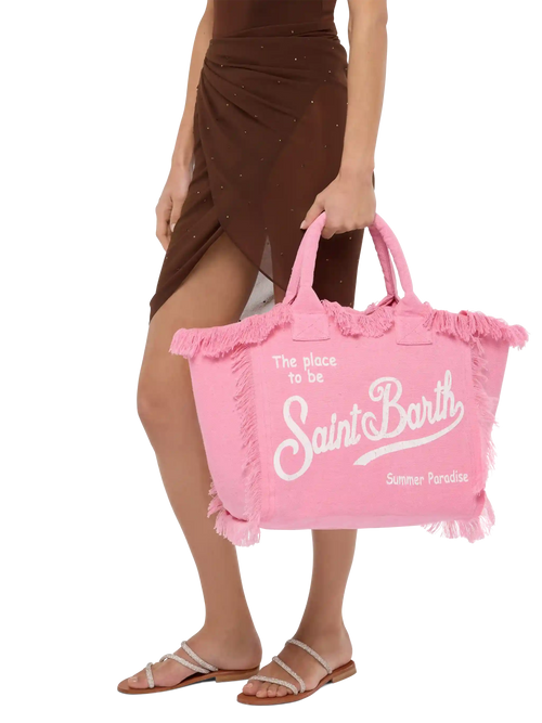 Borsa a spalla Vanity in 100% LINO rosa
