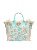 Borsa a spalla Vanity Rug  in cotone verde acqua e bianco
