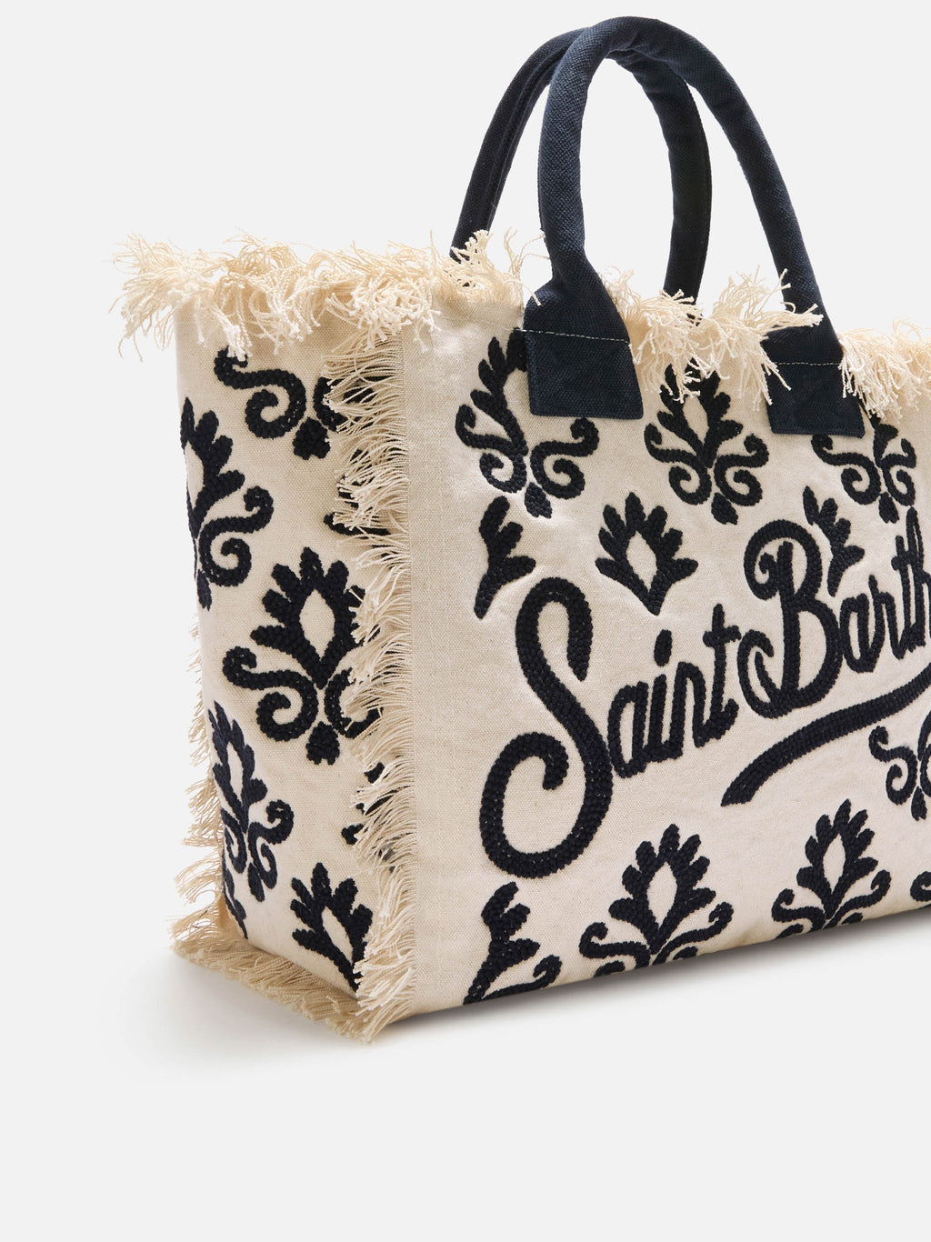 Borsa Vanity regular in canvas con ricamo lily tufting blu