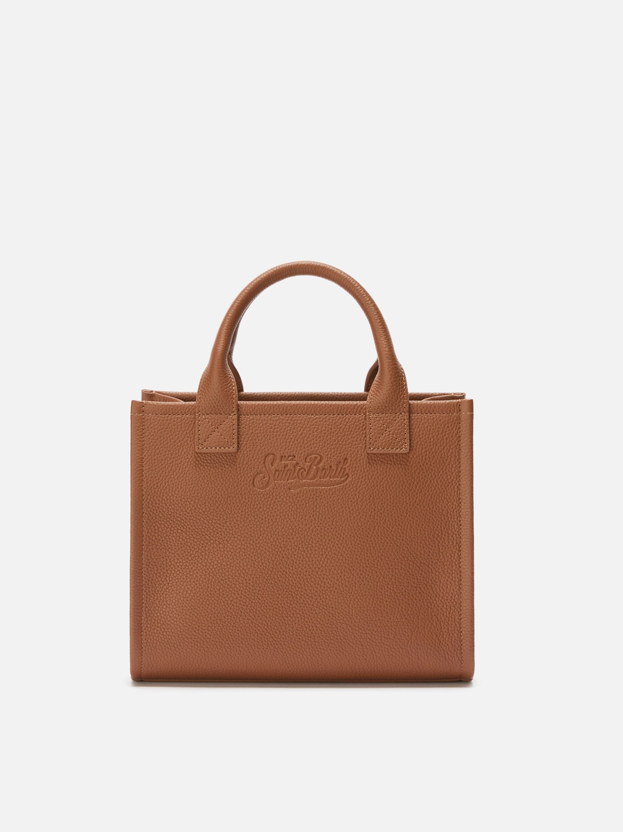 Borsa a spalla Vanity Bag Midi in pelle martellata cammello