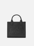 Borsa a spalla Vanity Bag Midi in pelle martellata nera