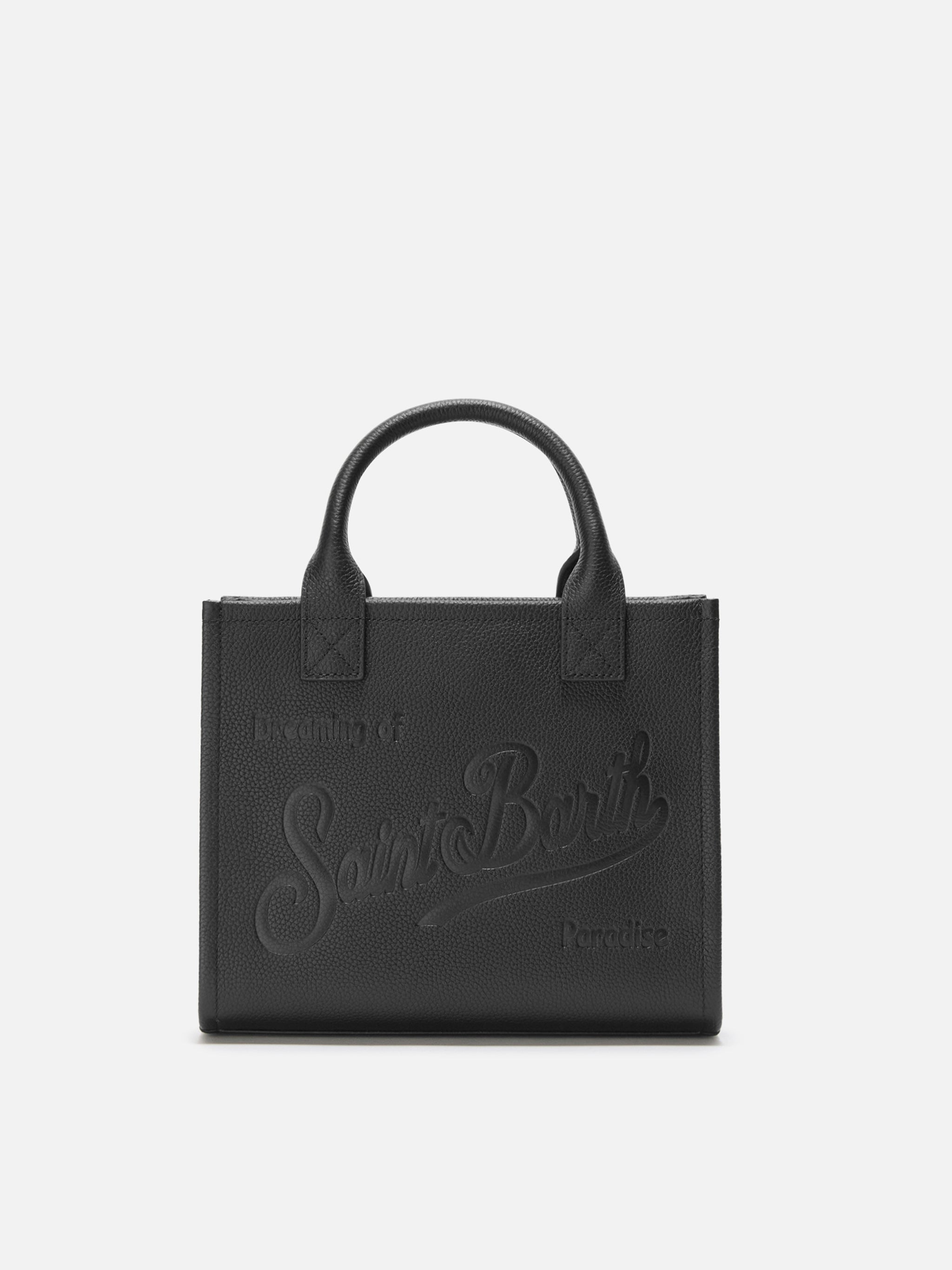 Borsa a spalla Vanity Bag Midi in pelle martellata nera