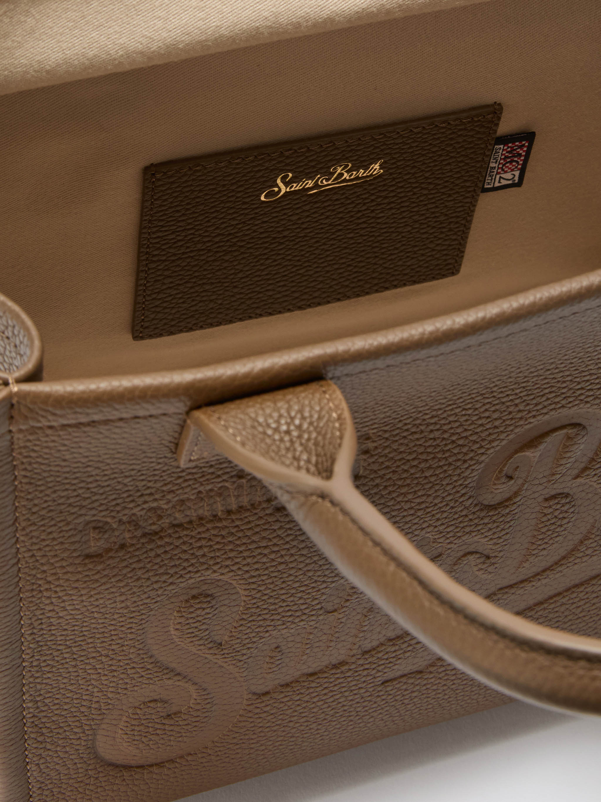 Borsa a spalla Vanity Bag Midi in pelle martellata marrone