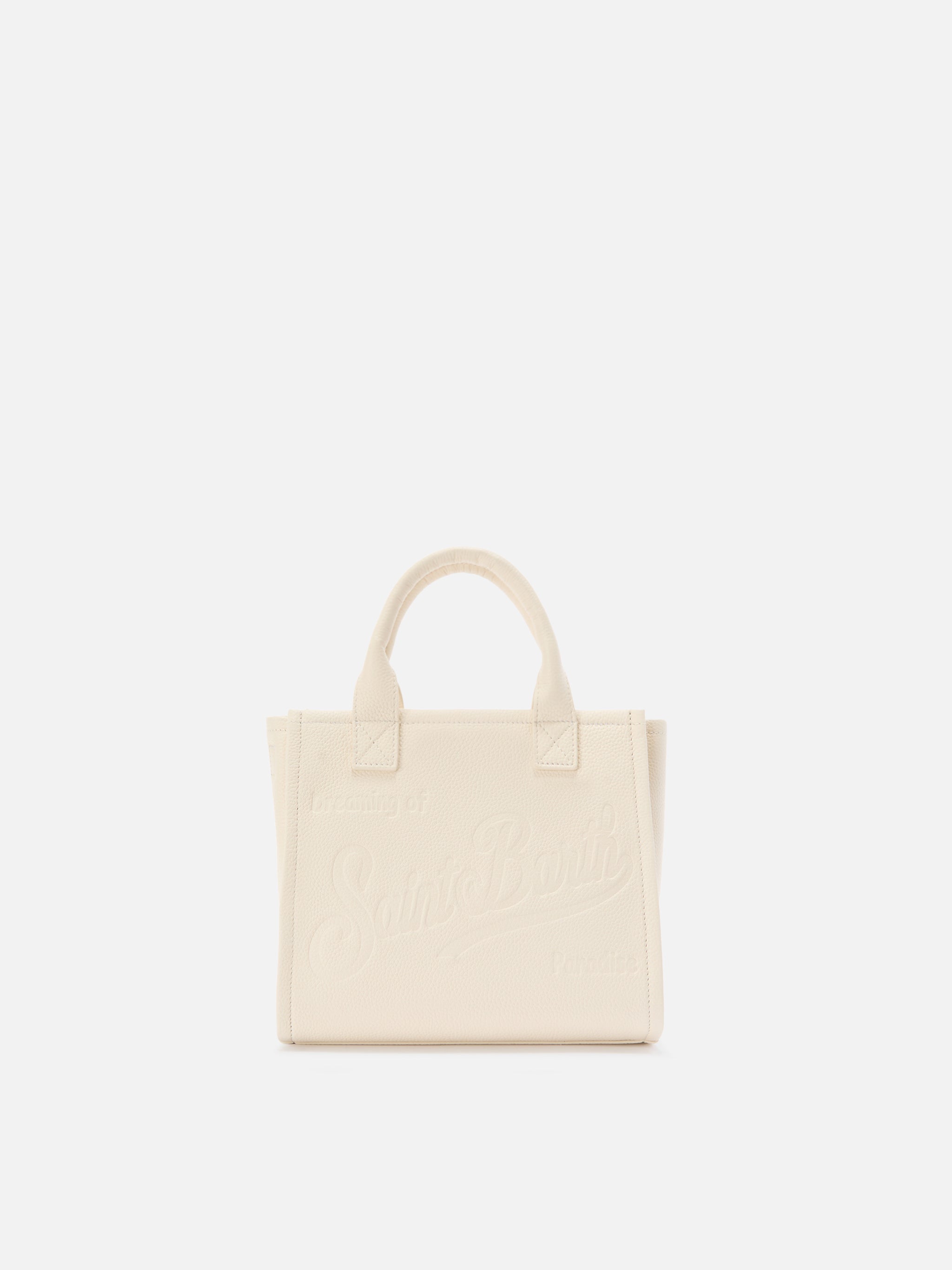 Borsa Vanity medium in pelle martellata avorio