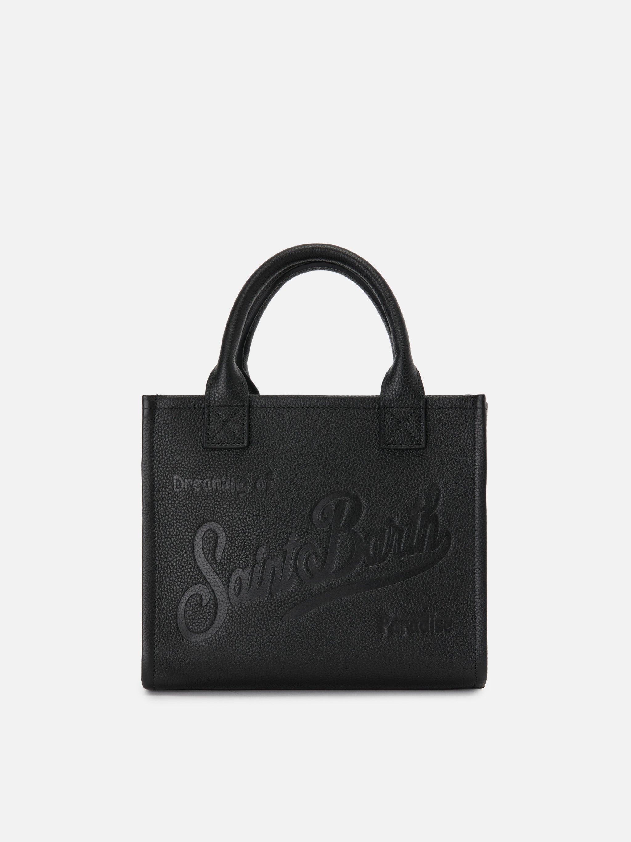 Borsa Vanity medium in pelle martellata nera