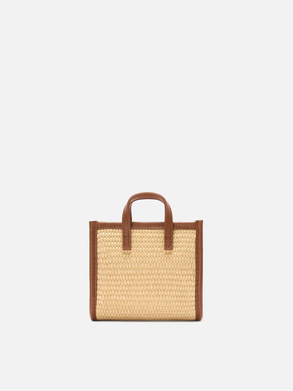 Borsa Vivian micro effetto paglia con logo marrone ricamato